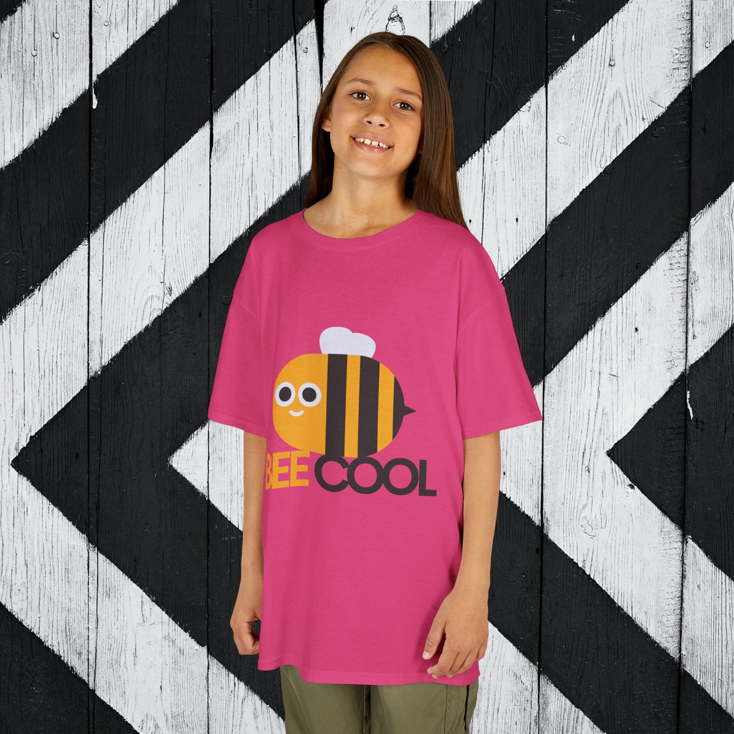 Bee Cool Kids Heavy Cotton Tee - Fun Bee Graphic T-Shirt for Children