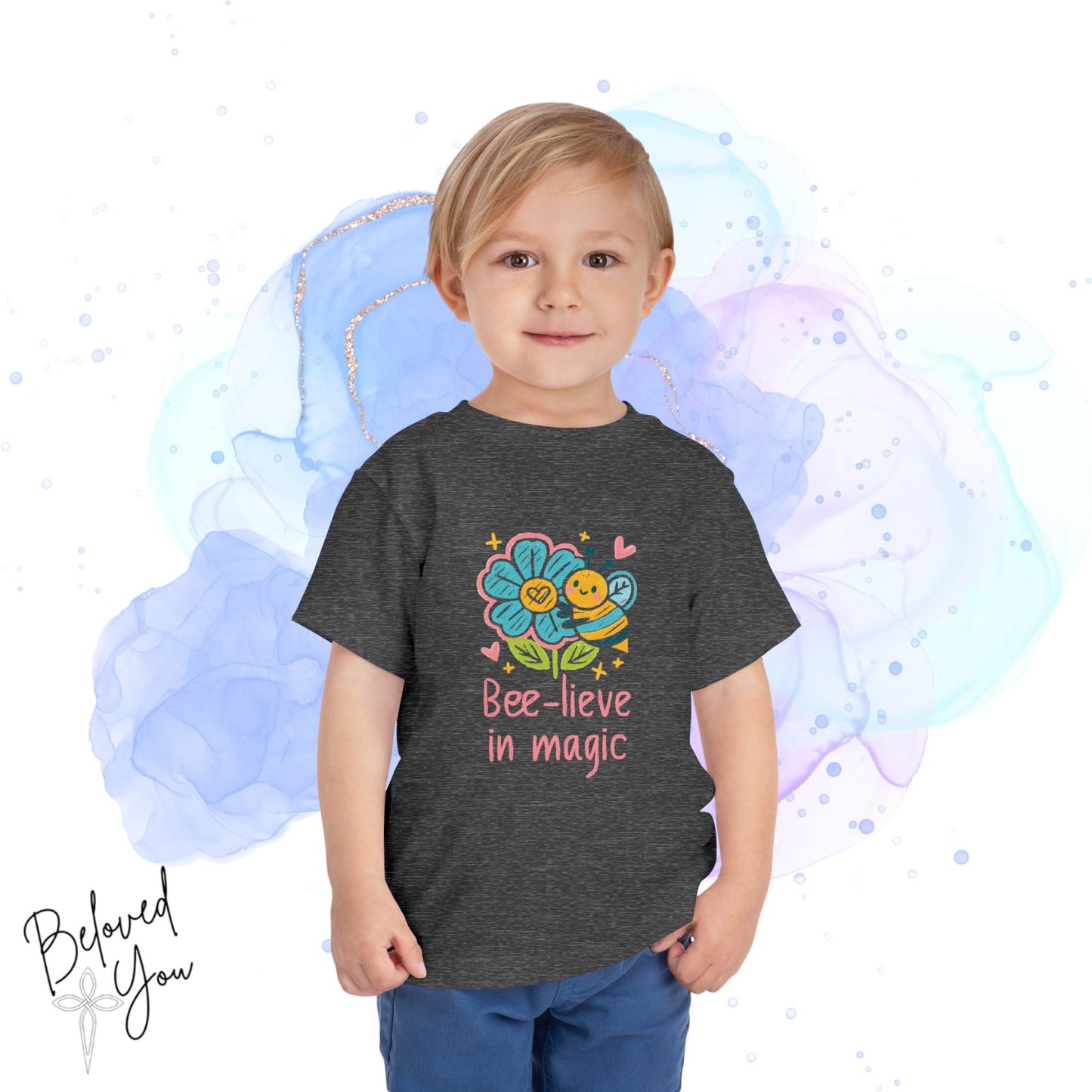 Bee-lieve in Magic Toddler  Tee - Cute Floral Design for Kids