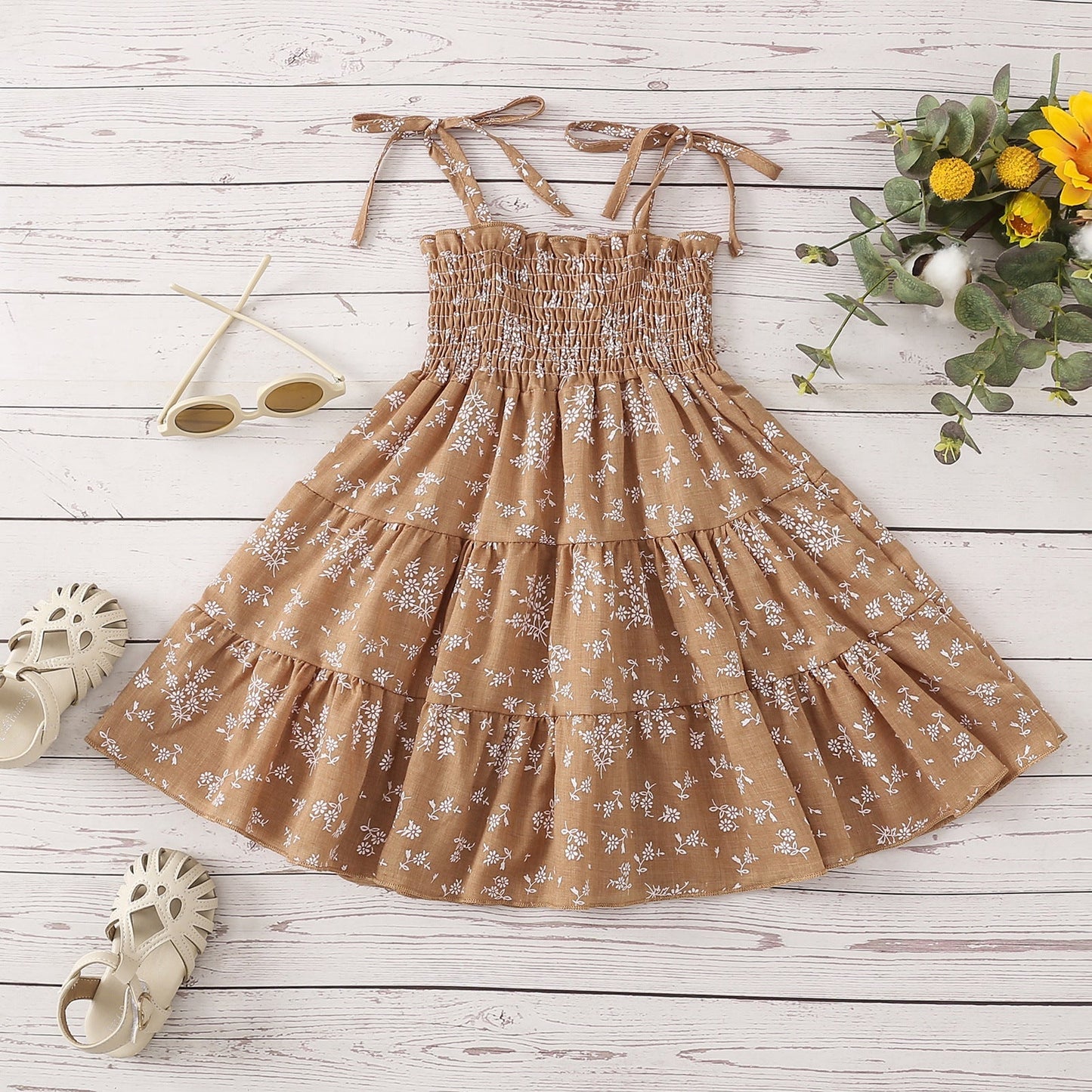 Baby Kid Girls Flower Print Rompers Dresses