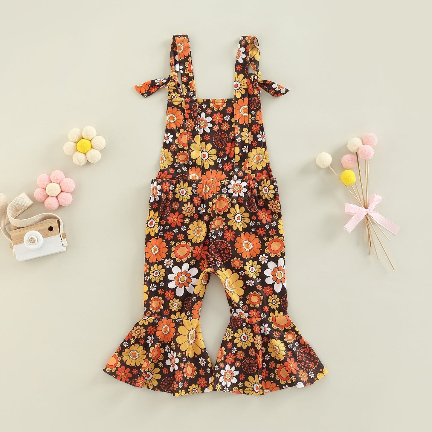 Baby Kid Girls Flower Print Jumpsuit