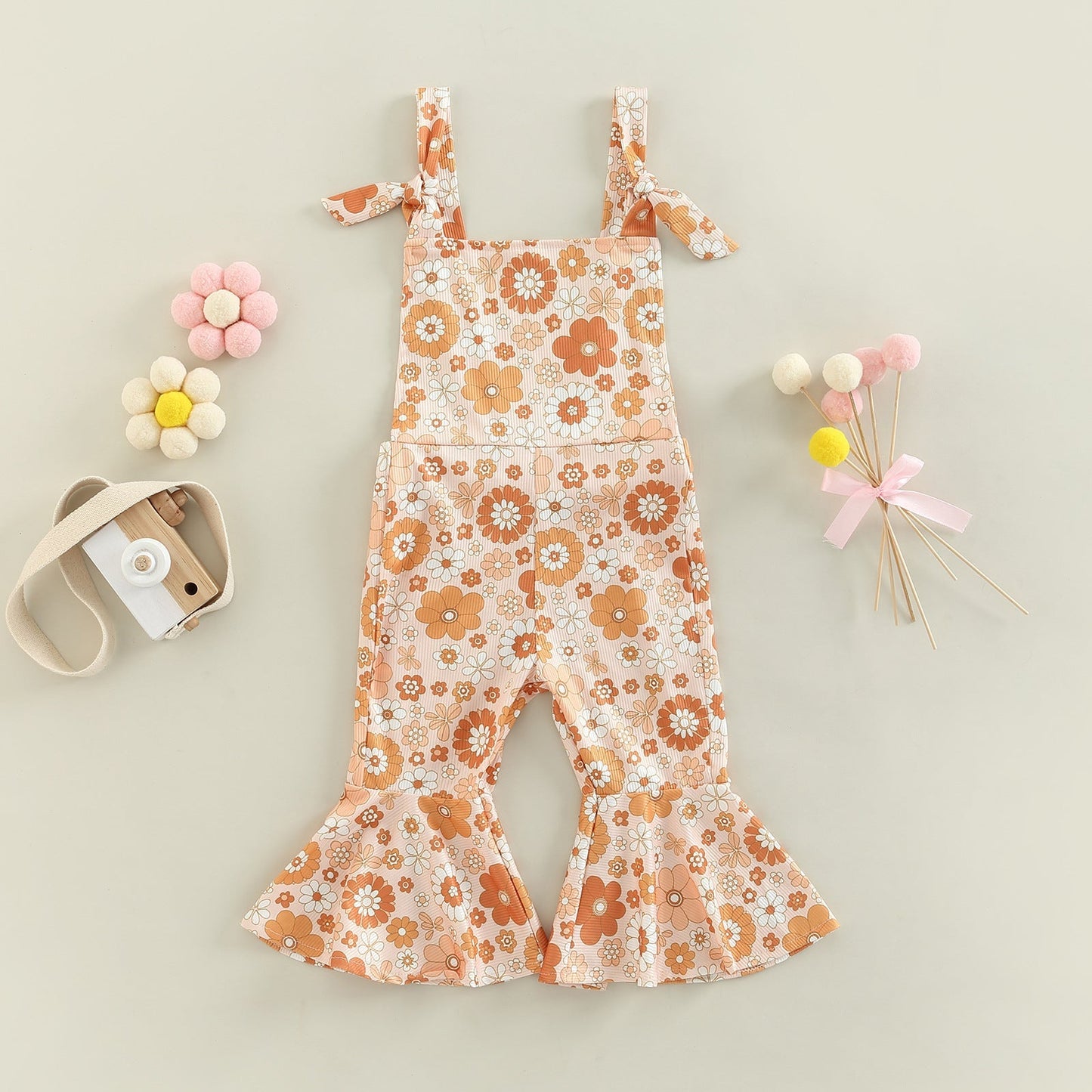 Baby Kid Girls Flower Print Jumpsuit