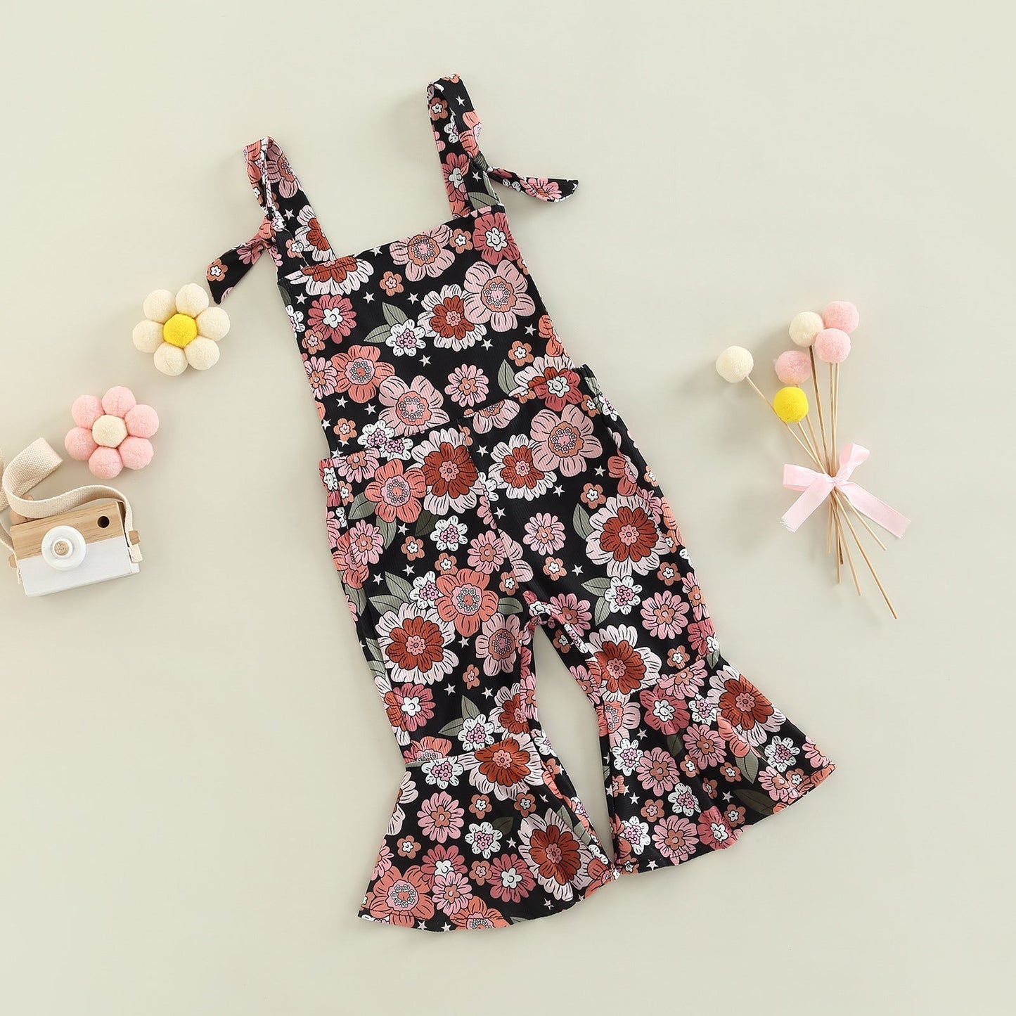 Baby Kid Girls Flower Print Jumpsuit