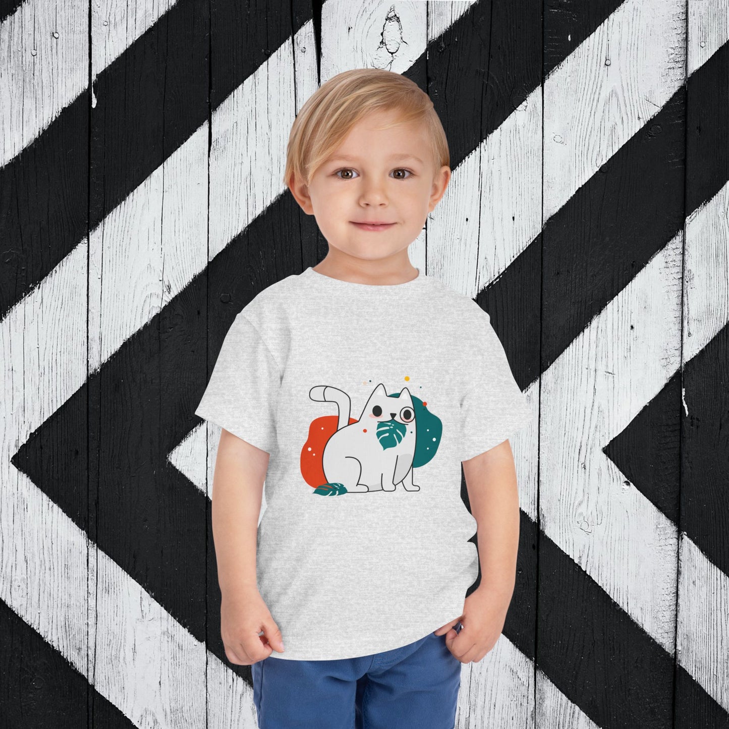 Cute Cat Graphic Toddler Short Sleeve Tee