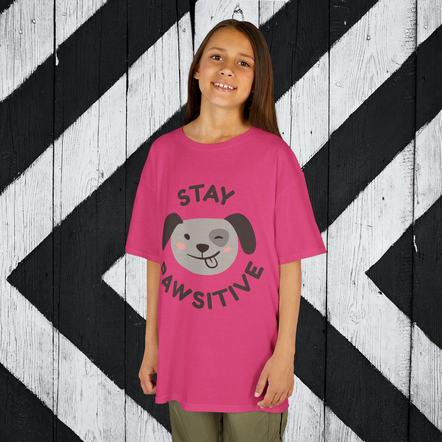 Kids' Stay Pawsitive Tee - Cute Dog Design for Positive Vibes