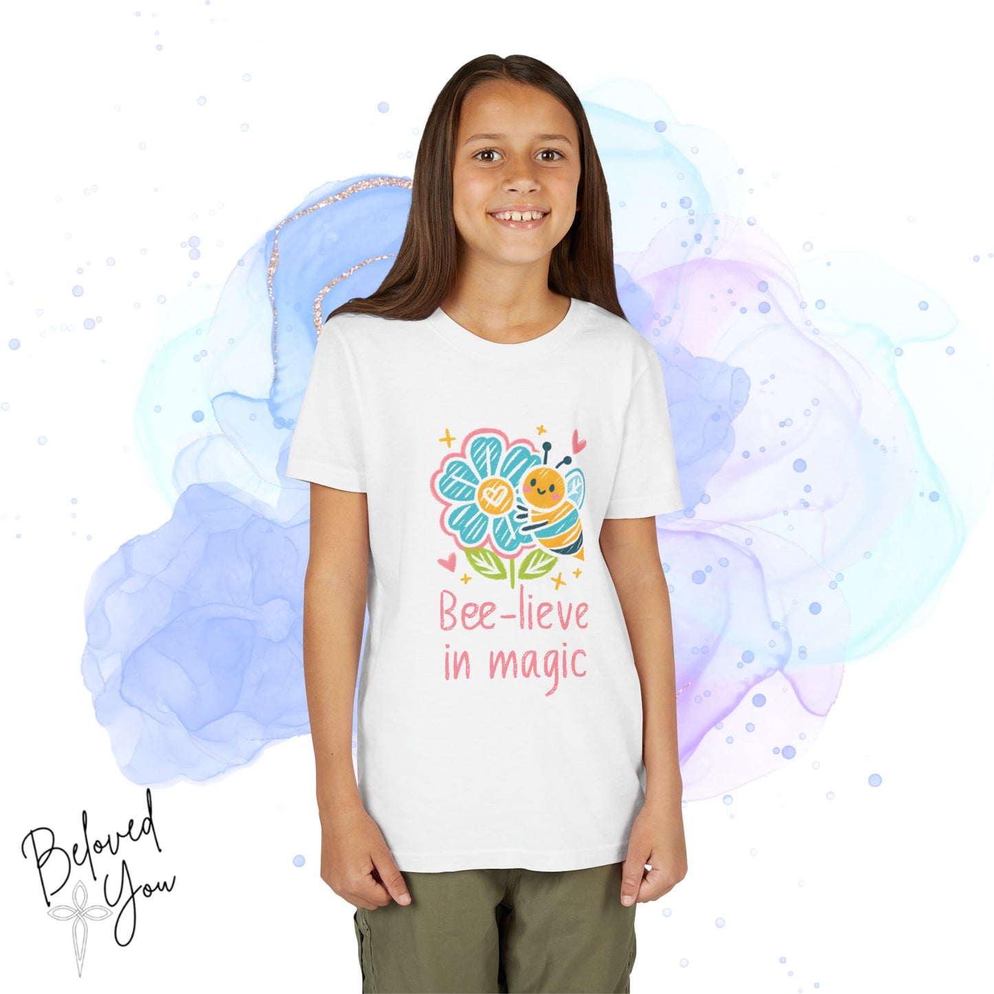 Bee-lieve in Magic Youth Short Sleeve Tee - Fun & Colorful Kids T-Shirt for Spring Celebrations