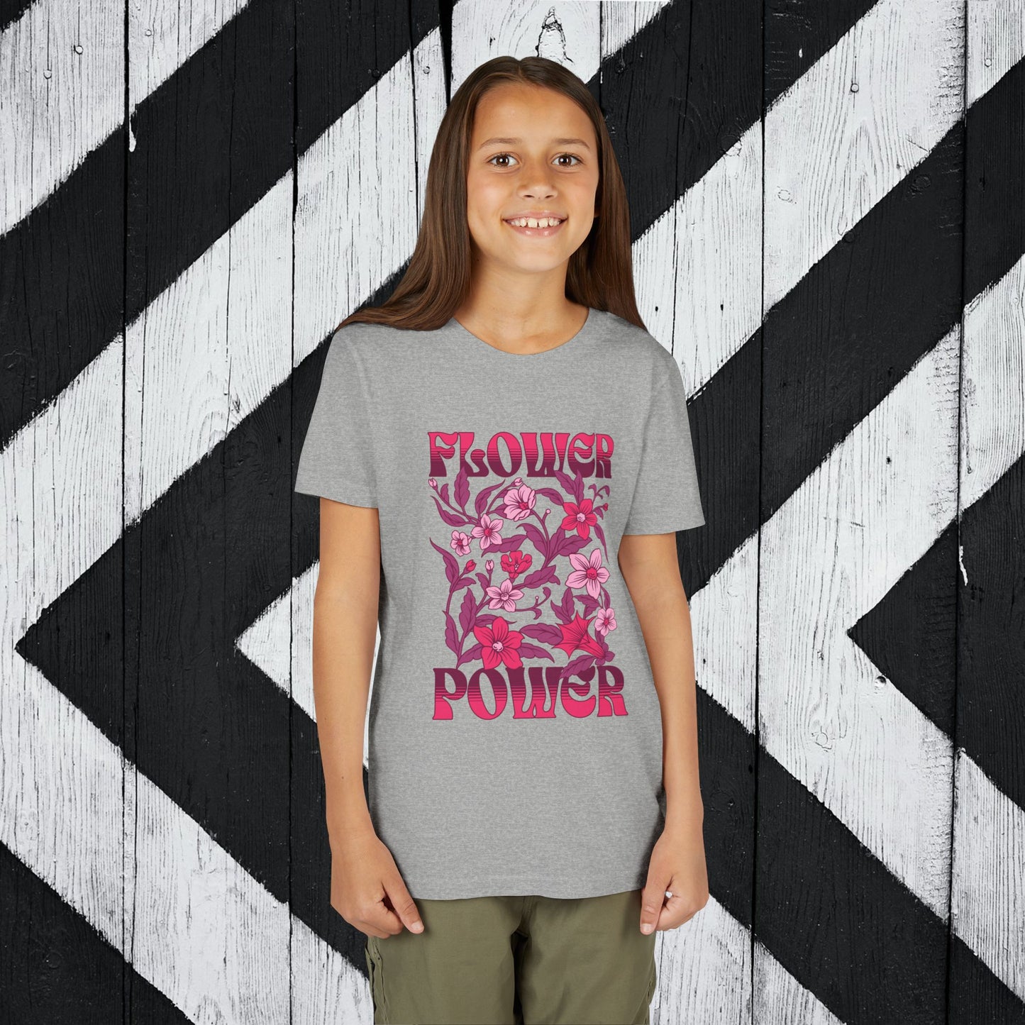 Flower Power - Pink Youth Short Sleeve Tee