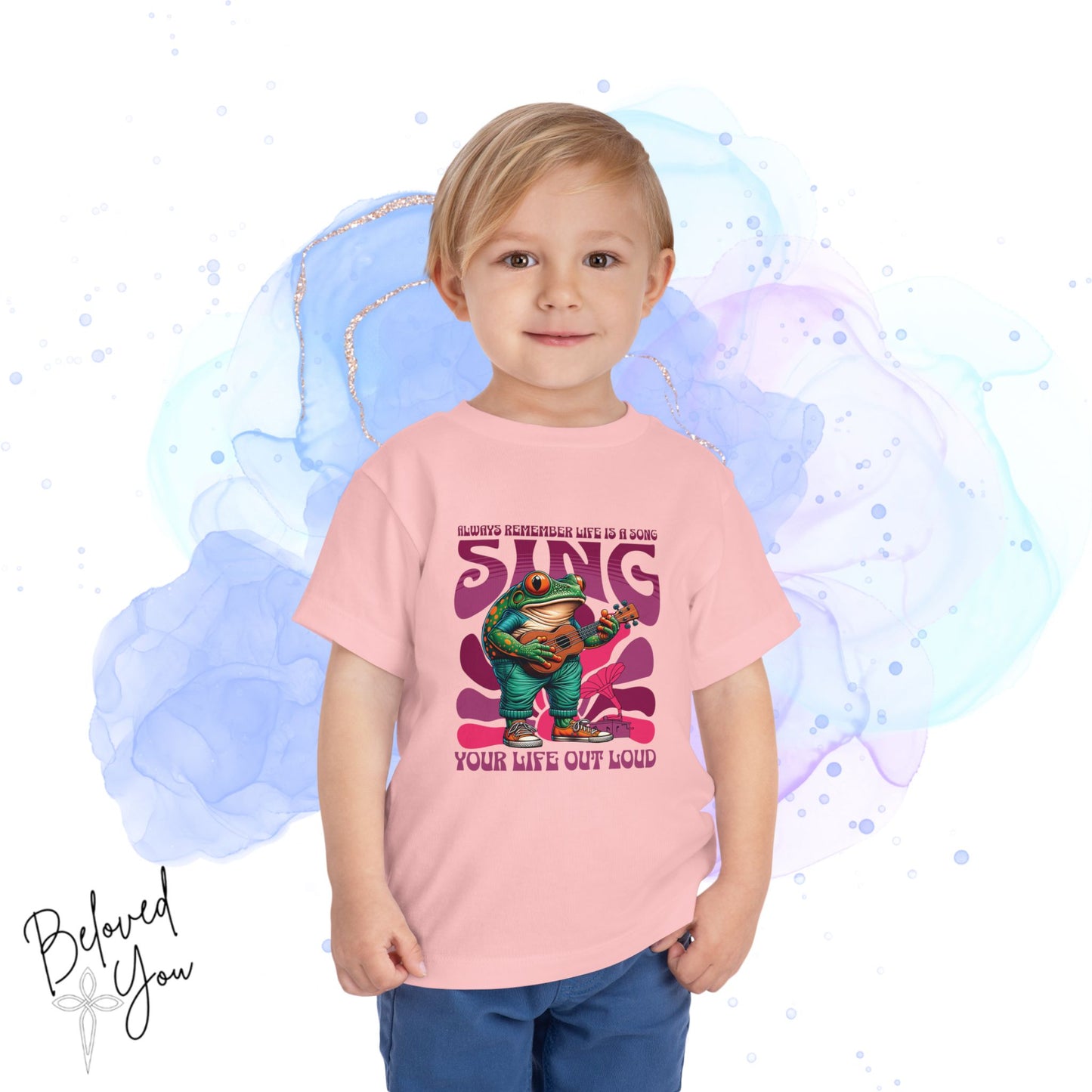 'Sing Your Life Out Loud'- Pink Frog Toddler Short Sleeve Tee