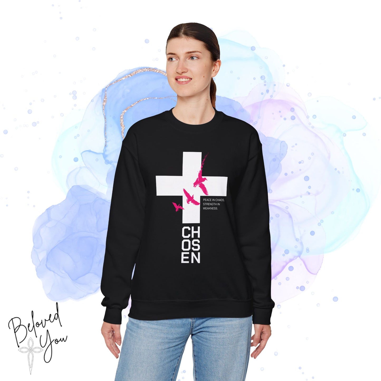 'Chosen' Pink - Unisex Heavy Blend™ Crewneck Sweatshirt