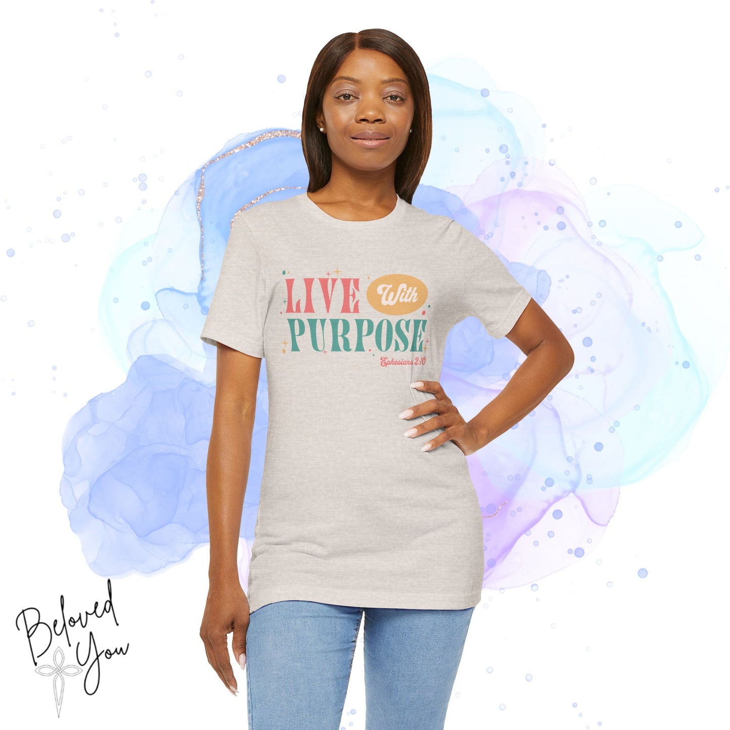 "Live With Purpose Ephesians 2:10" Unisex Jersey Tee | Inspirational Graphic T-Shirt