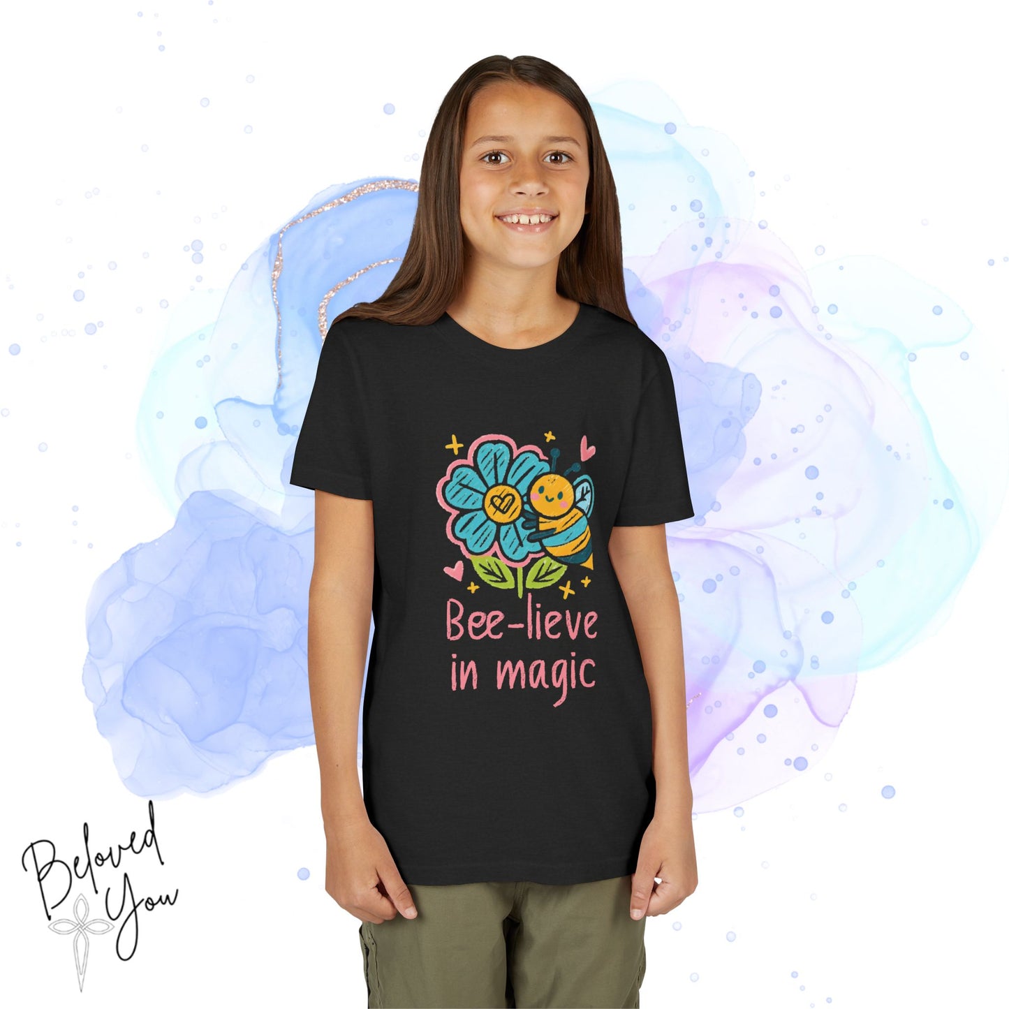 Bee-lieve in Magic Youth Short Sleeve Tee - Fun & Colorful Kids T-Shirt for Spring Celebrations