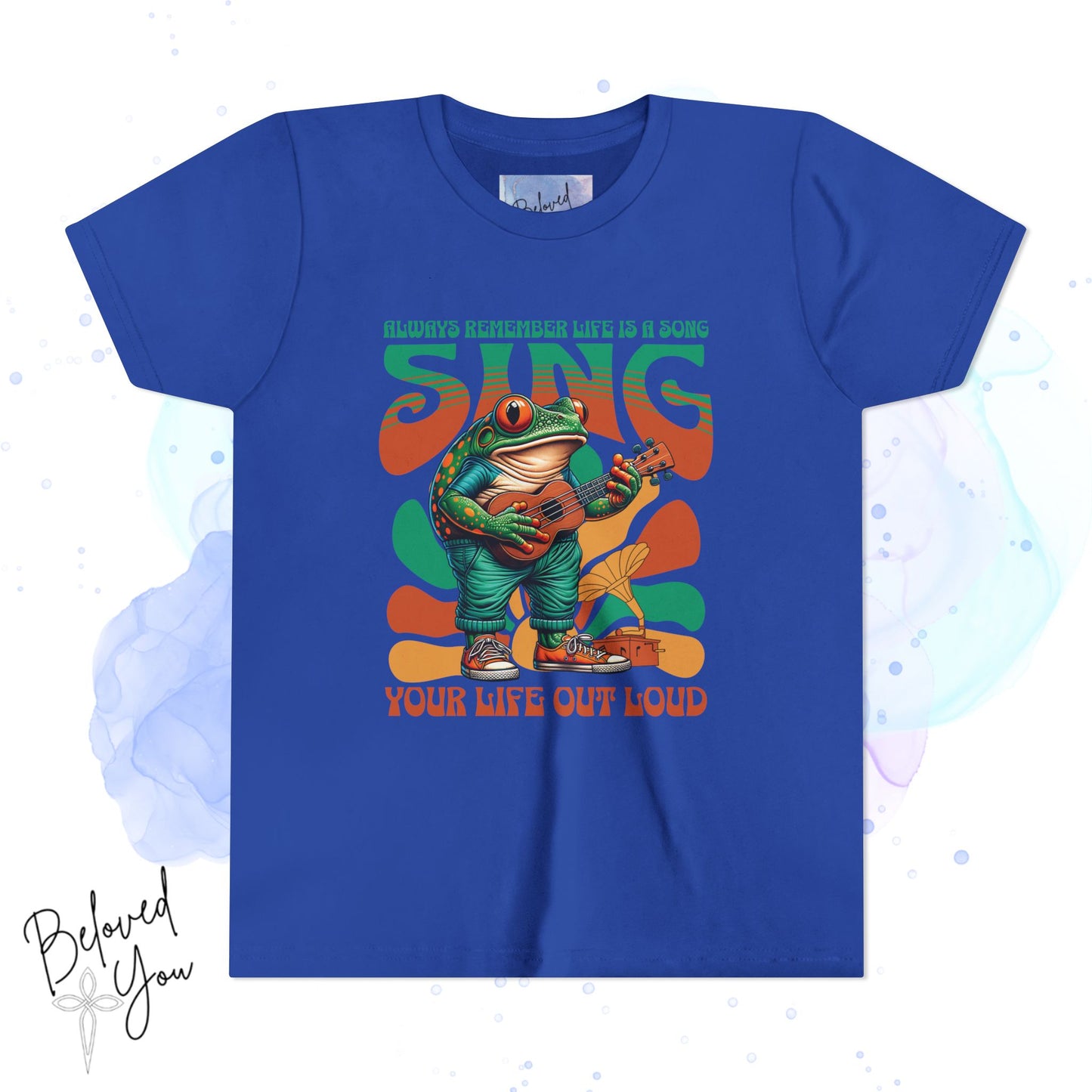 "Sing Your Life Out Loud" Frog - Green Orange Youth Short Sleeve Tee