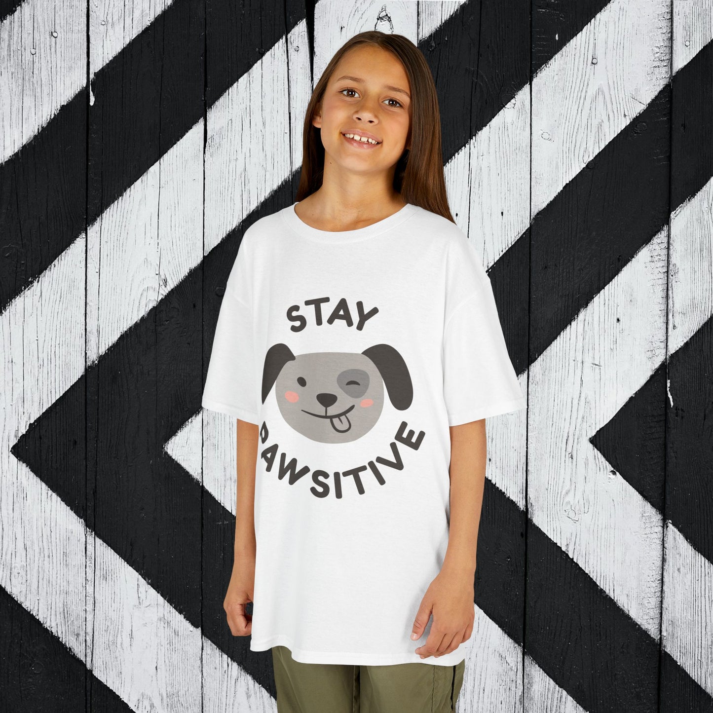 Kids' Stay Pawsitive Tee - Cute Dog Design for Positive Vibes