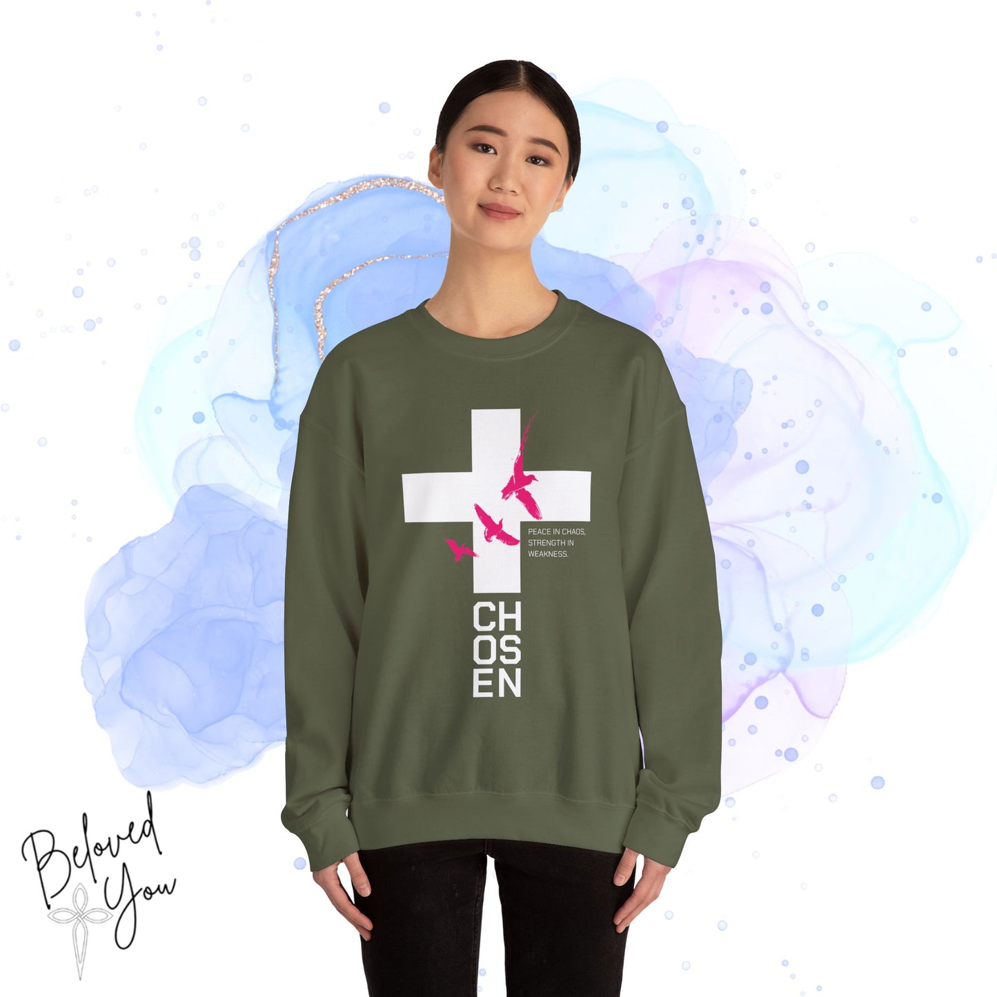 'Chosen' Pink - Unisex Heavy Blend™ Crewneck Sweatshirt