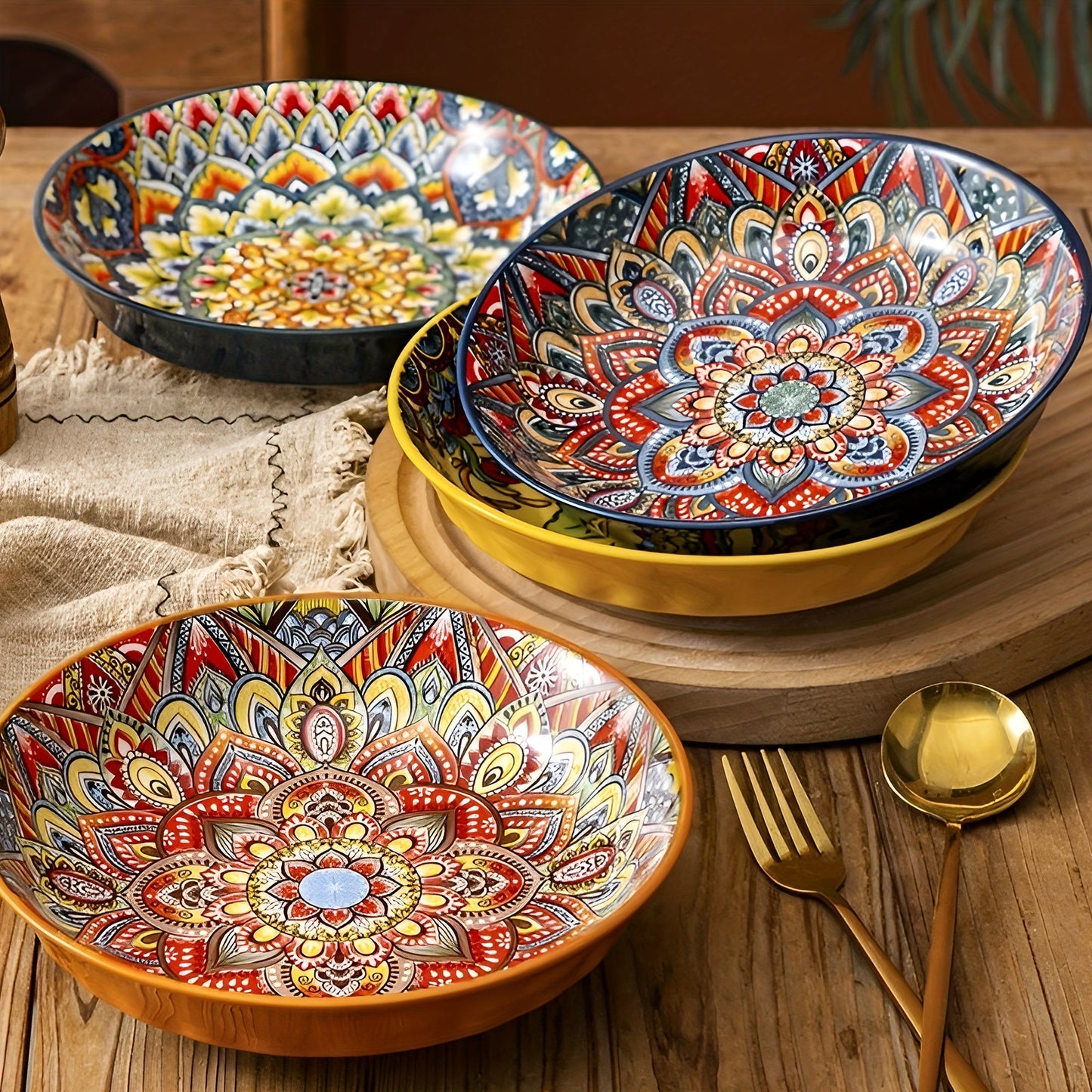 Bohemian Ceramic 8Inch Dinner Plates  Microwave Safe