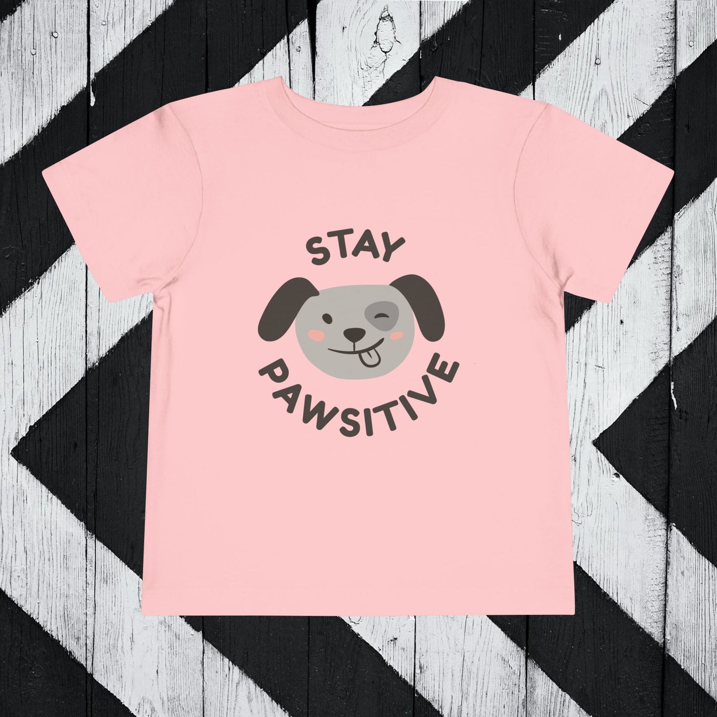 Stay Pawsitive Toddler Short Sleeve Tee - Adorable Dog Graphics for Playful Kids