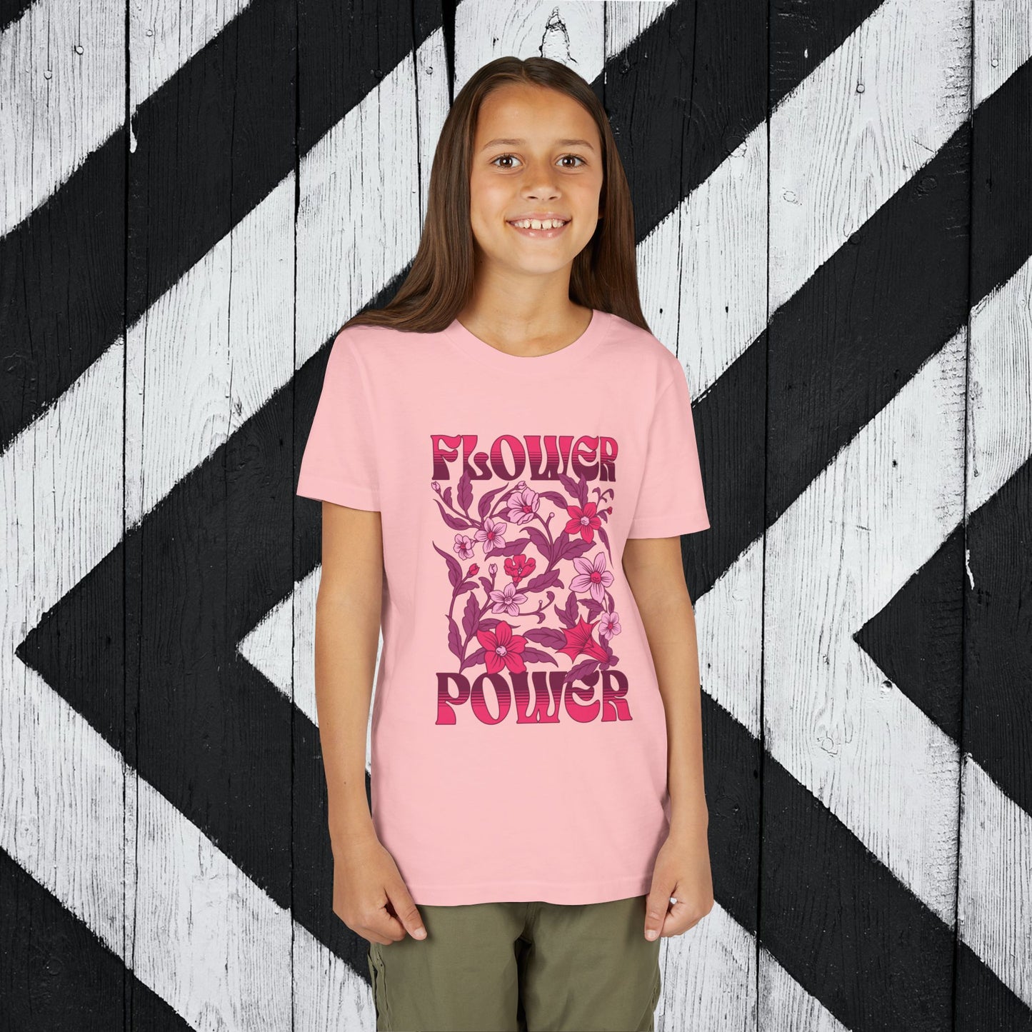 Flower Power - Pink Youth Short Sleeve Tee