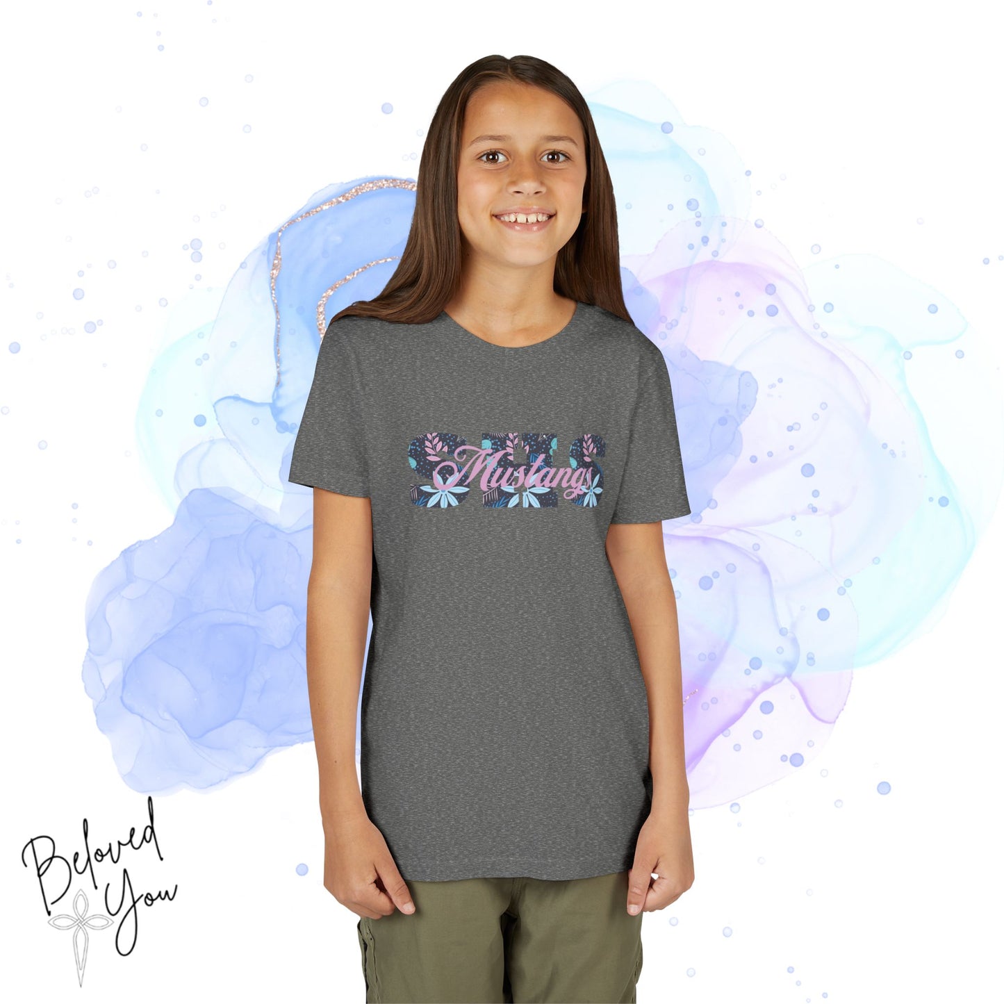 Mustangs SHS Floral - Youth Short Sleeve Tee