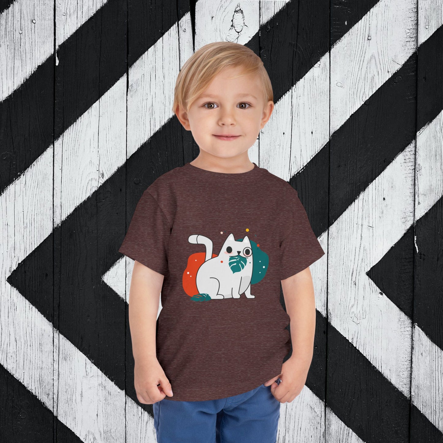 Cute Cat Graphic Toddler Short Sleeve Tee