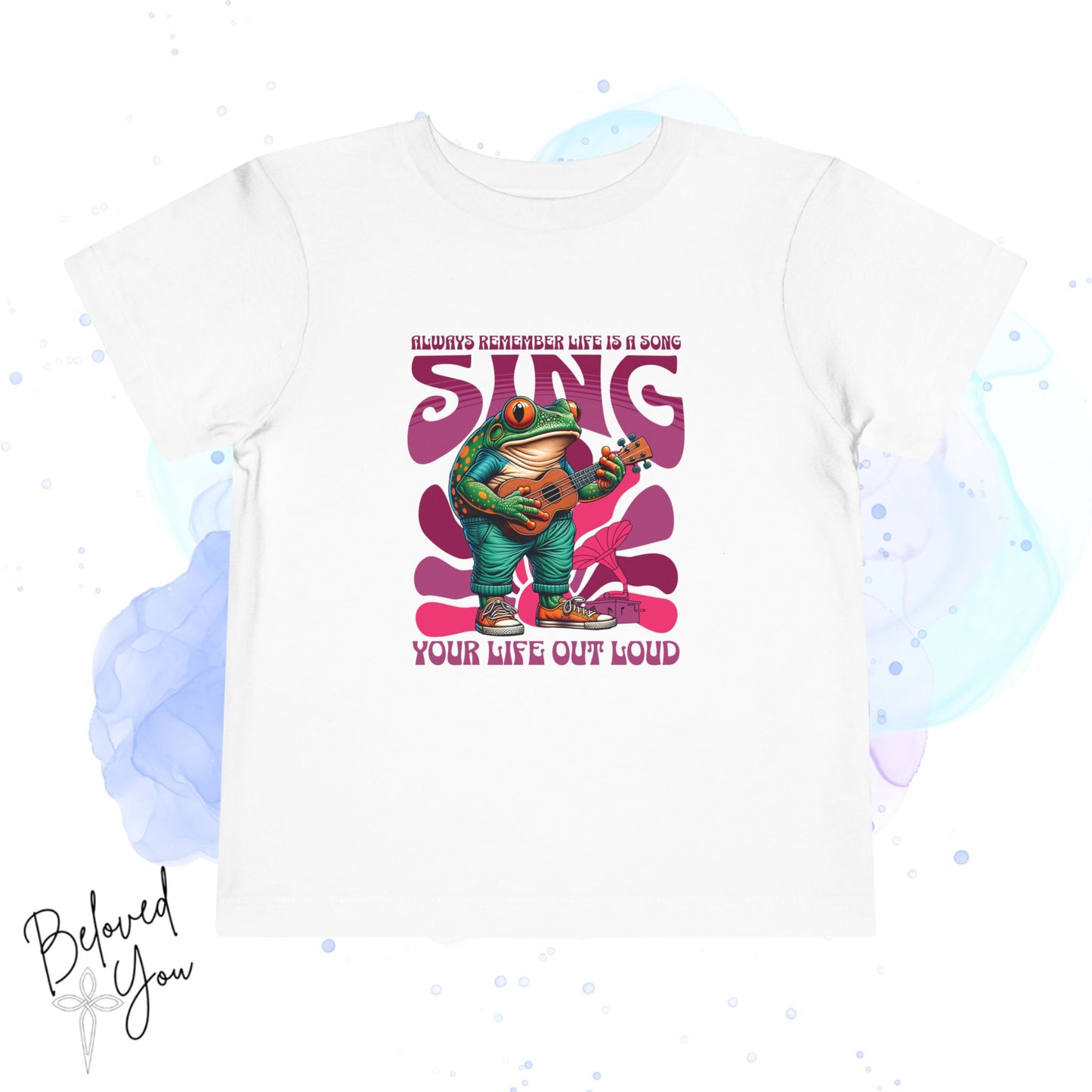 'Sing Your Life Out Loud'- Pink Frog Toddler Short Sleeve Tee