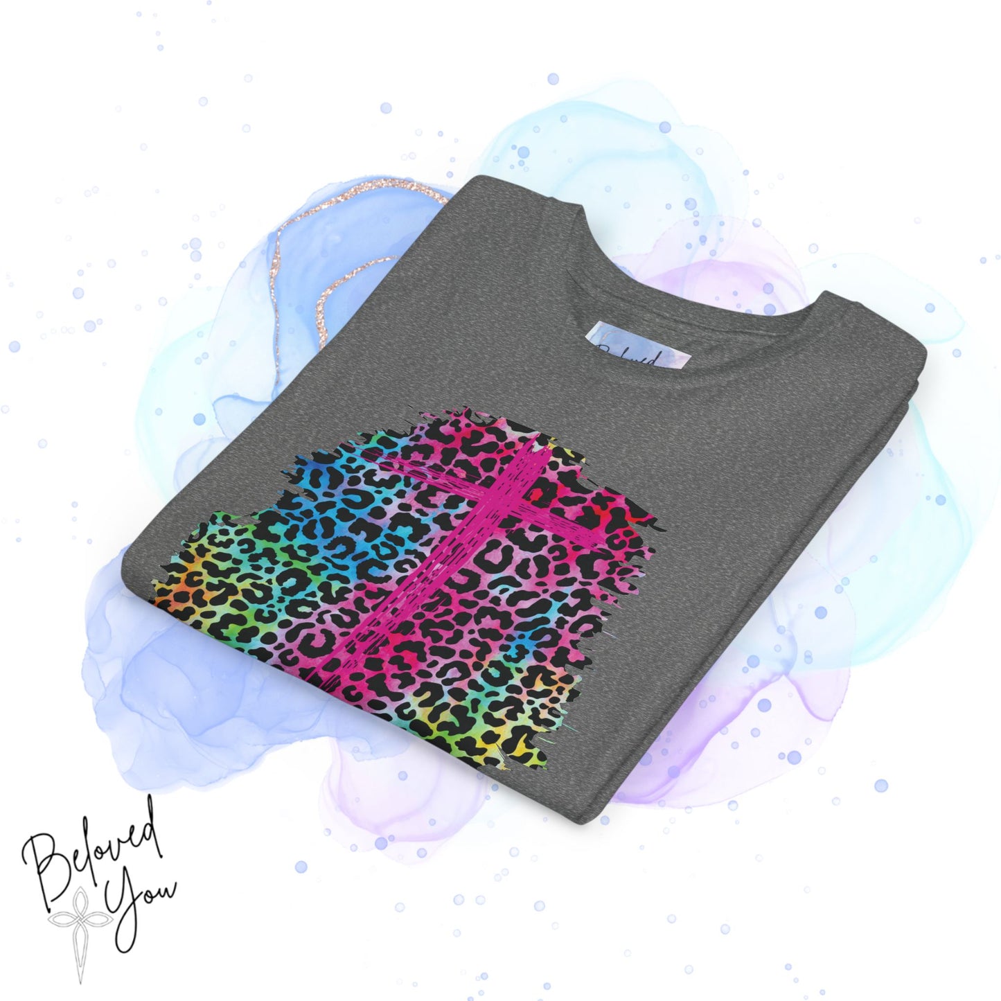 Colorful Faith Love Hope Cross Youth Tee