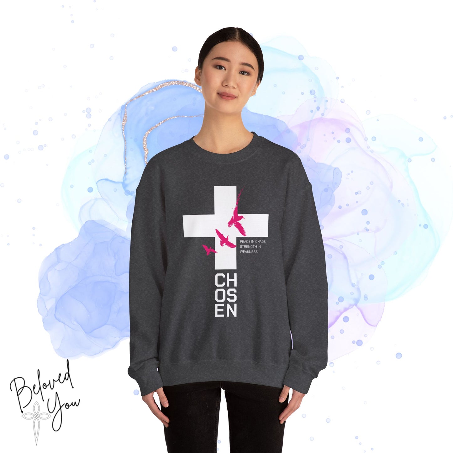 'Chosen' Pink - Unisex Heavy Blend™ Crewneck Sweatshirt