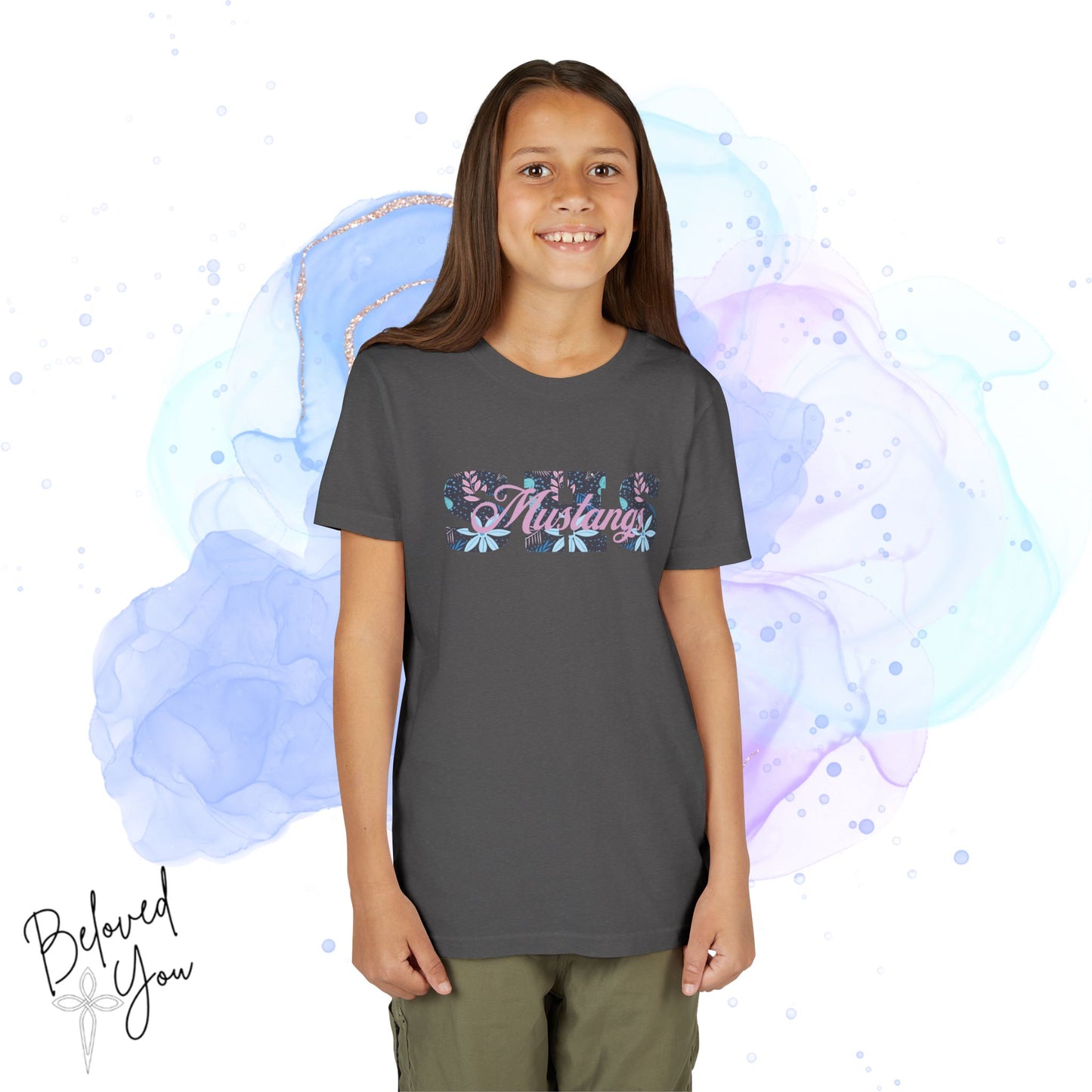 Mustangs SHS Floral - Youth Short Sleeve Tee