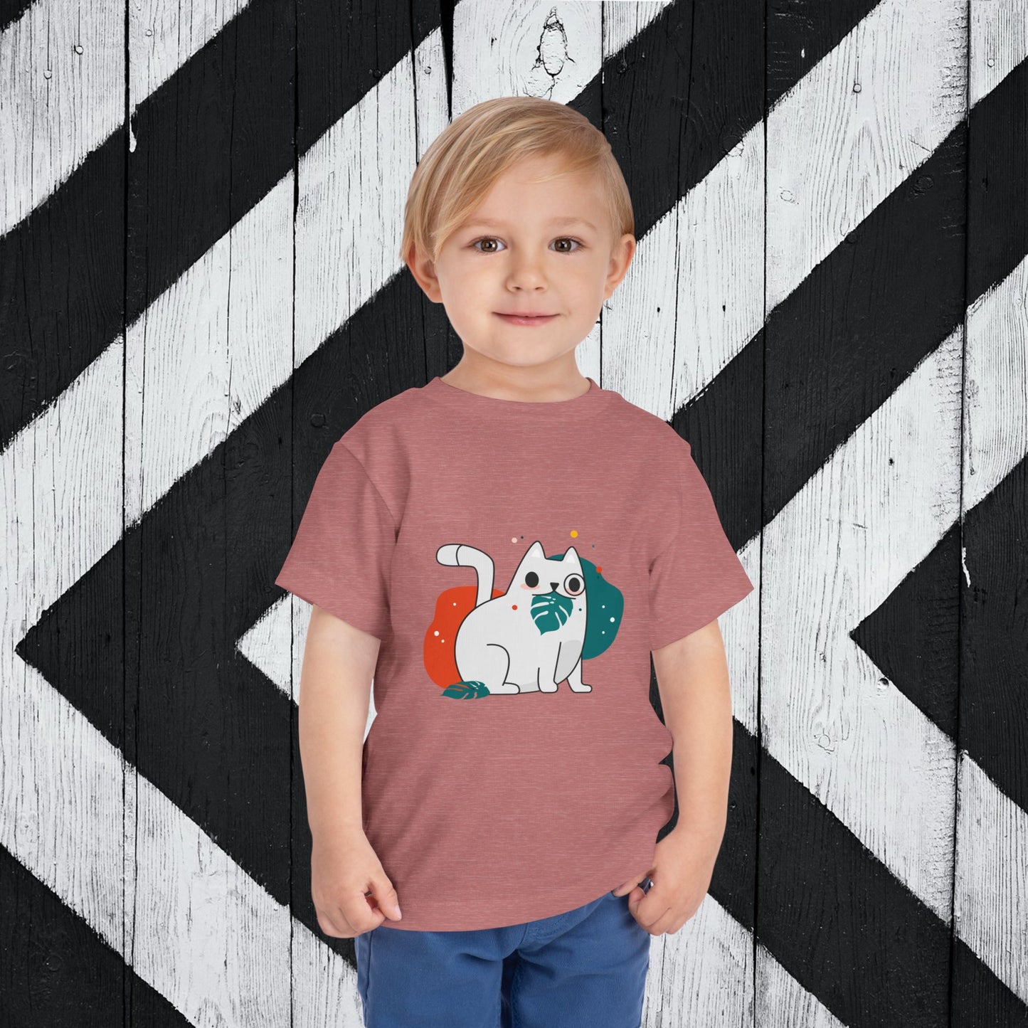 Cute Cat Graphic Toddler Short Sleeve Tee