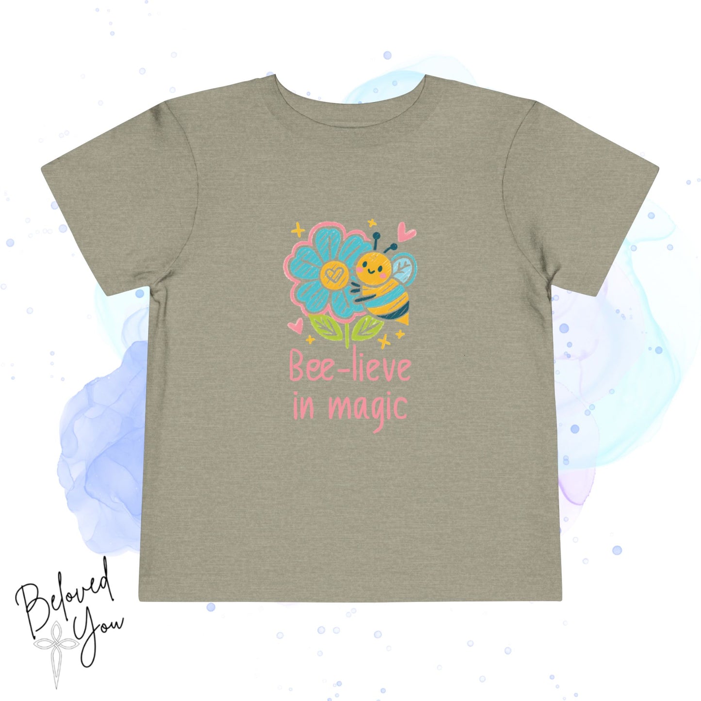 Bee-lieve in Magic Toddler  Tee - Cute Floral Design for Kids