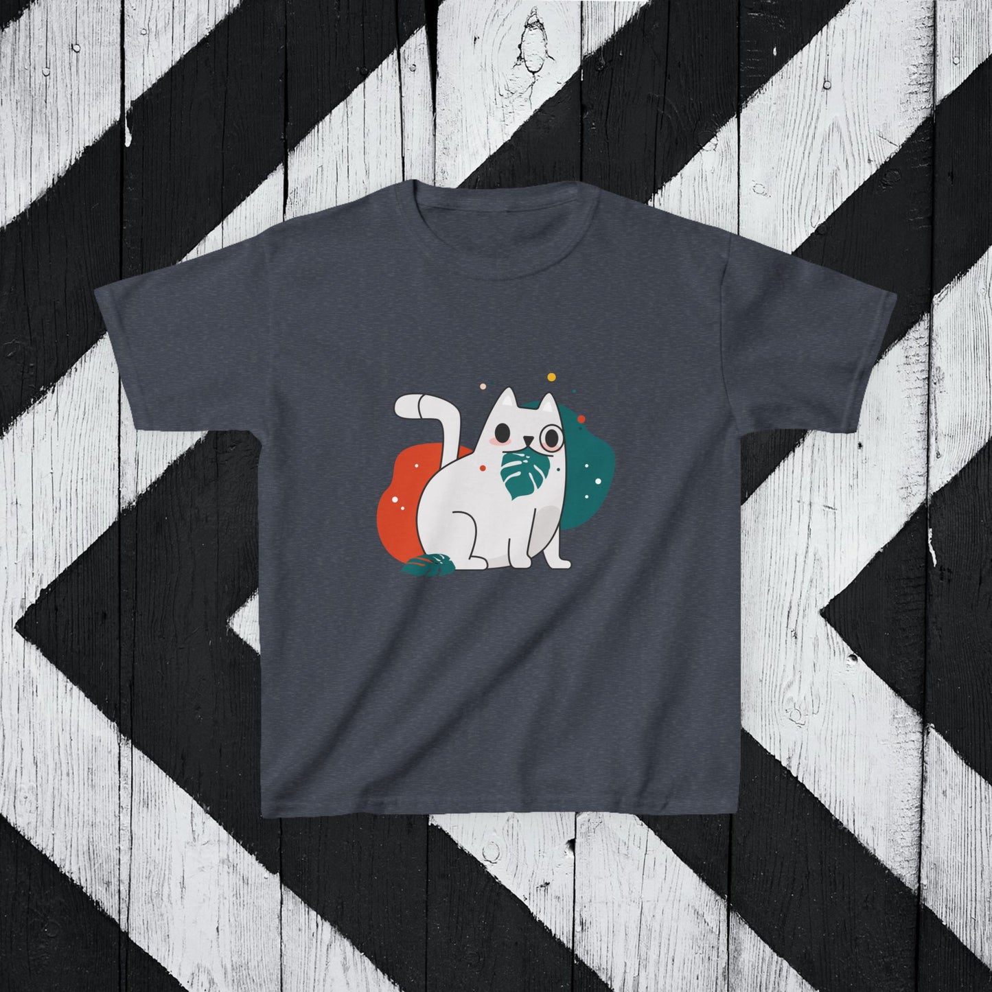 Cute Cat Kids Heavy Cotton Tee - Fun & Playful Design for Animal Lovers