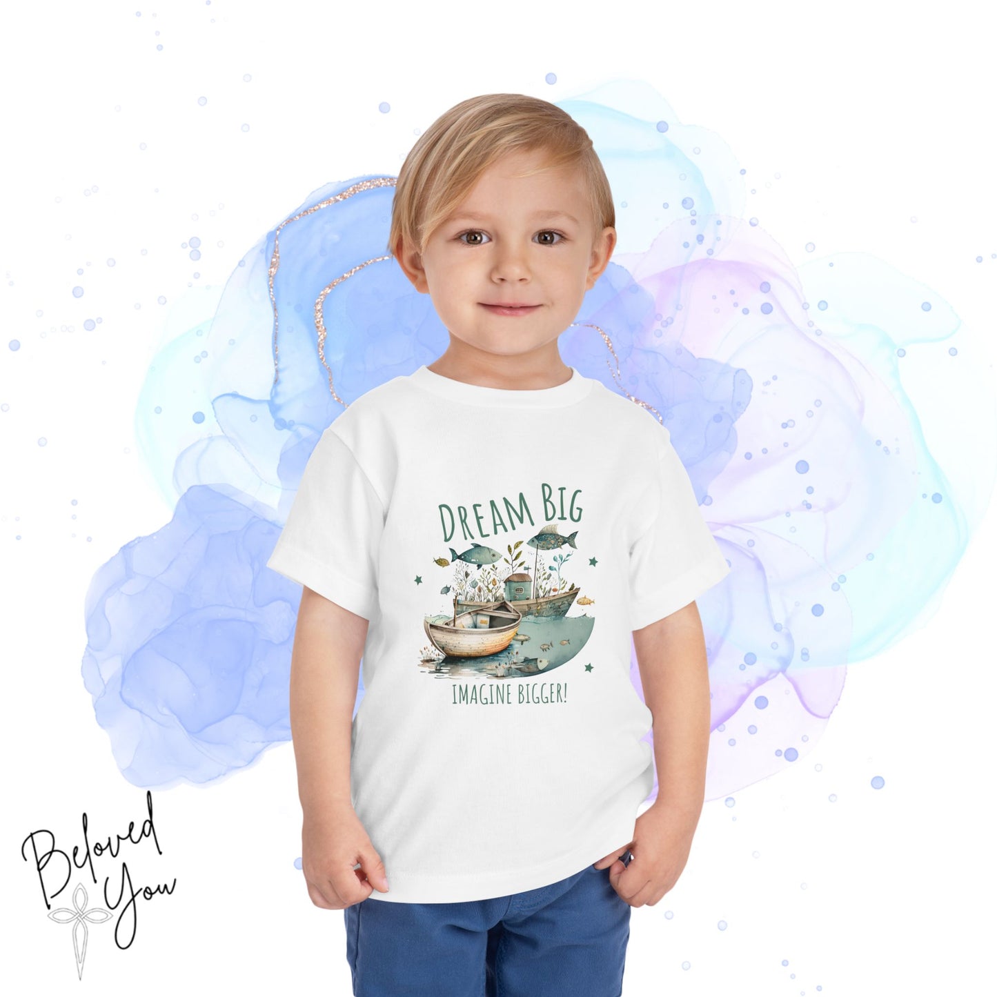 Toddler Dream Big Tee – 'Imagine Bigger!' Inspirational Short Sleeve Shirt