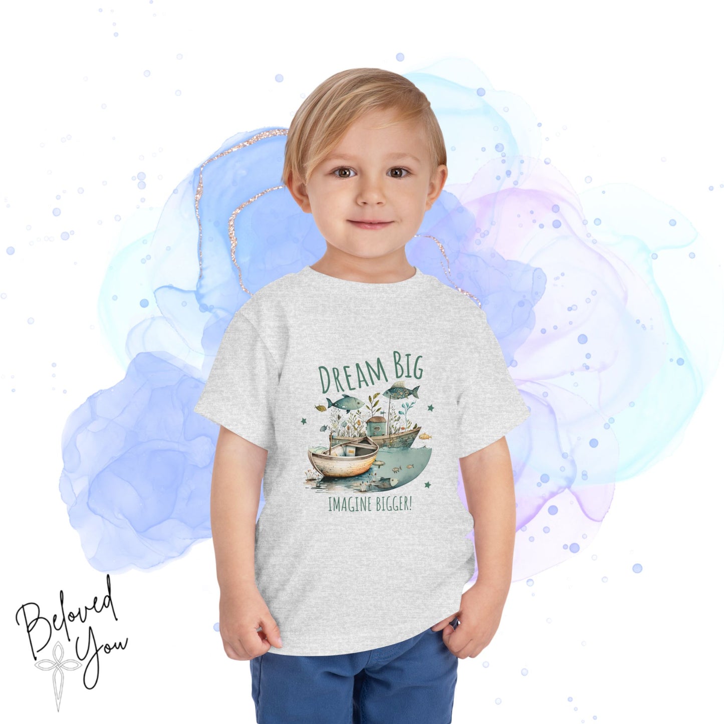 Toddler Dream Big Tee – 'Imagine Bigger!' Inspirational Short Sleeve Shirt