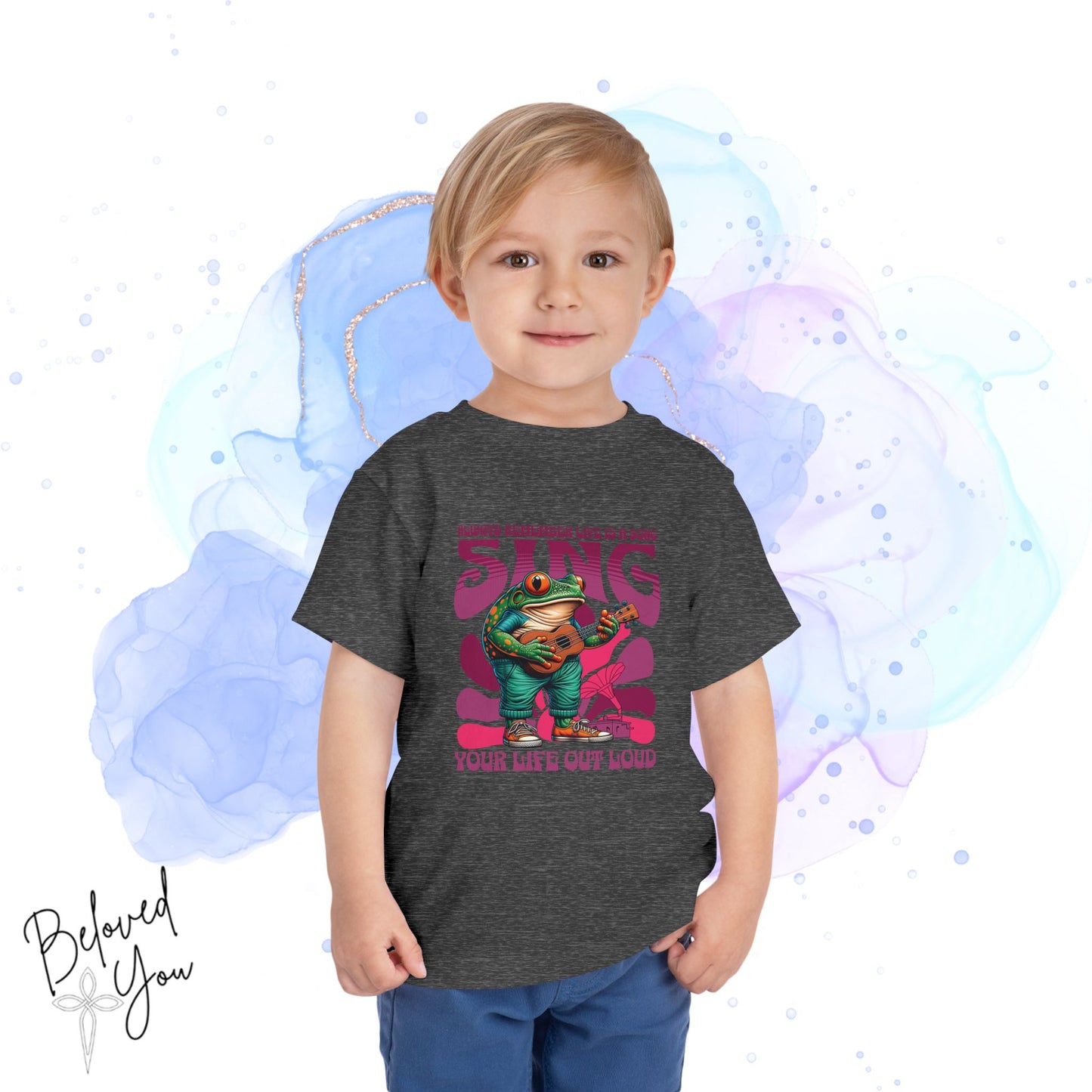 'Sing Your Life Out Loud'- Pink Frog Toddler Short Sleeve Tee