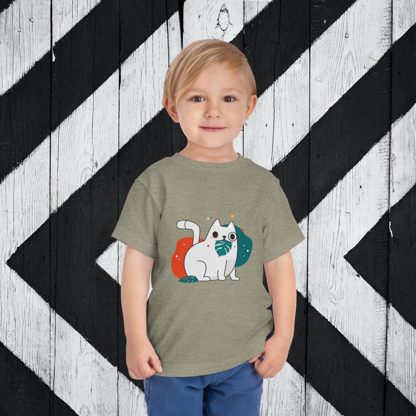 Cute Cat Graphic Toddler Short Sleeve Tee