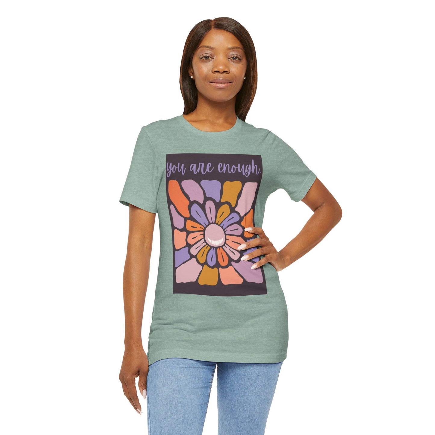 You Are Enough Floral Unisex Jersey Tee - Positive Vibes T-Shirt