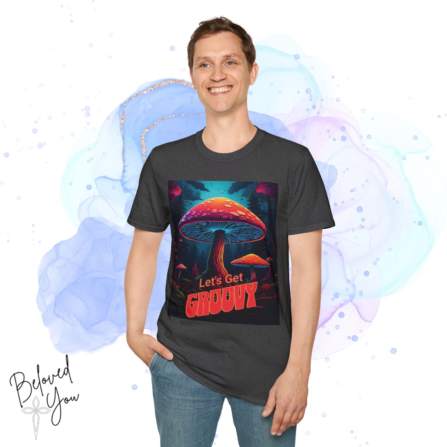 Let's Get Groovy Unisex Softstyle T-Shirt - Retro Mushroom Design