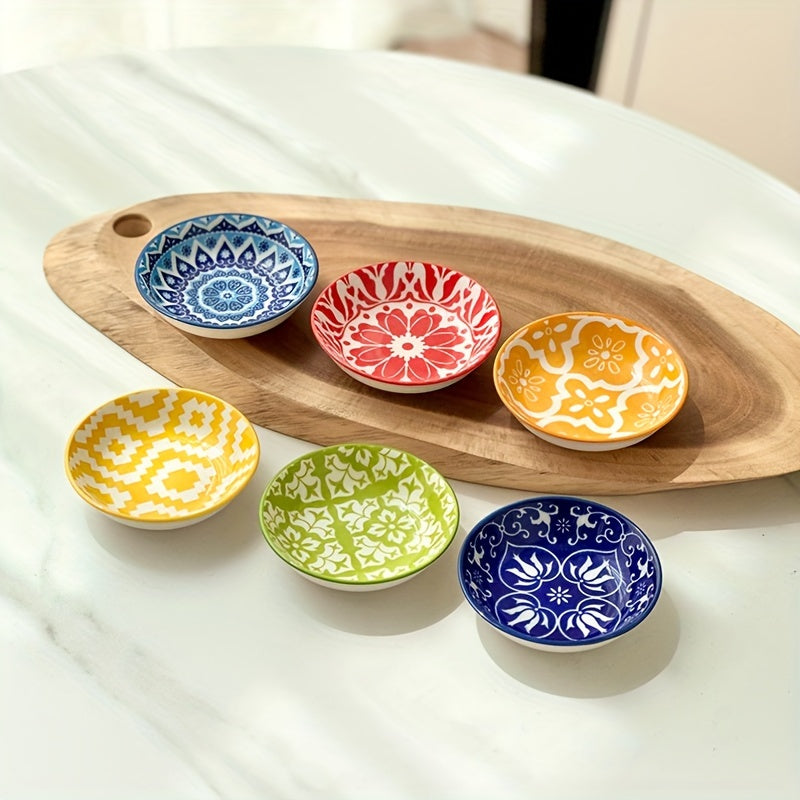 Bohemian Ceramic Dipping Dish Set Unique Patterns MultiUse