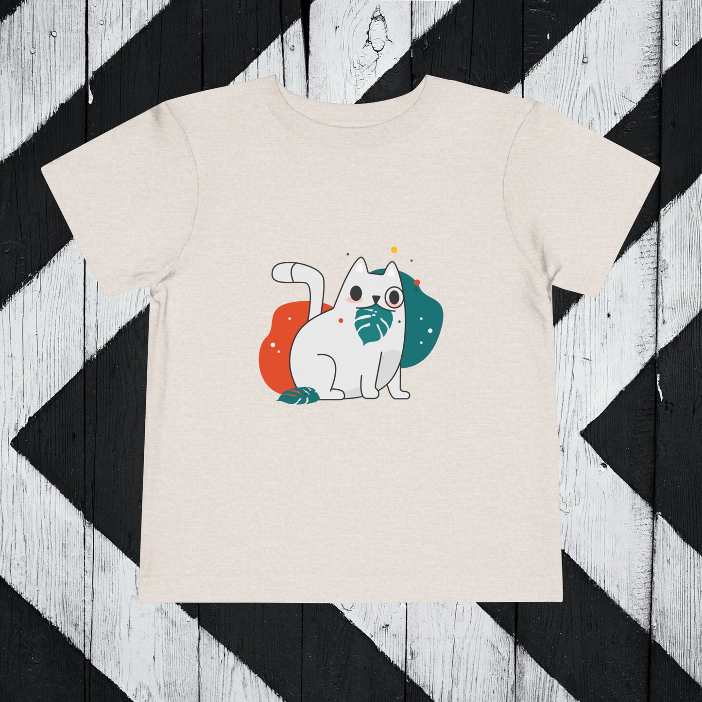 Cute Cat Graphic Toddler Short Sleeve Tee