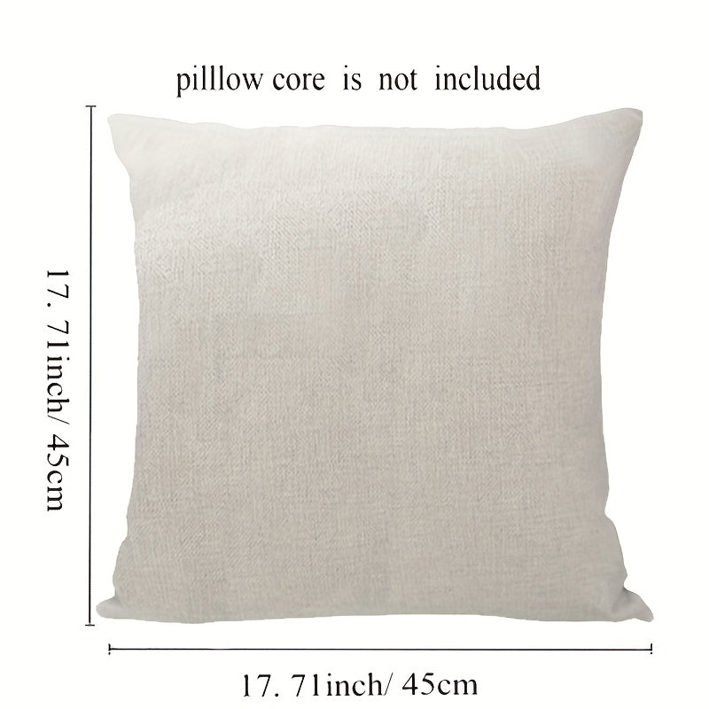 Set of 6 White Linen Throw Pillow Covers 45x45cm