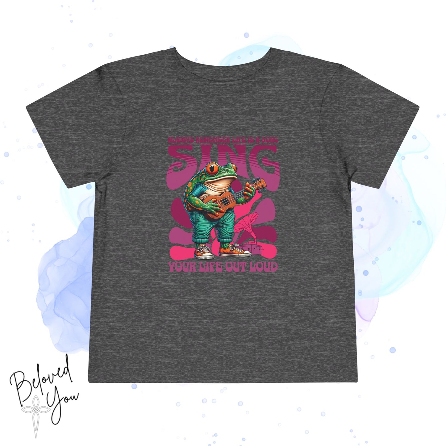 'Sing Your Life Out Loud'- Pink Frog Toddler Short Sleeve Tee