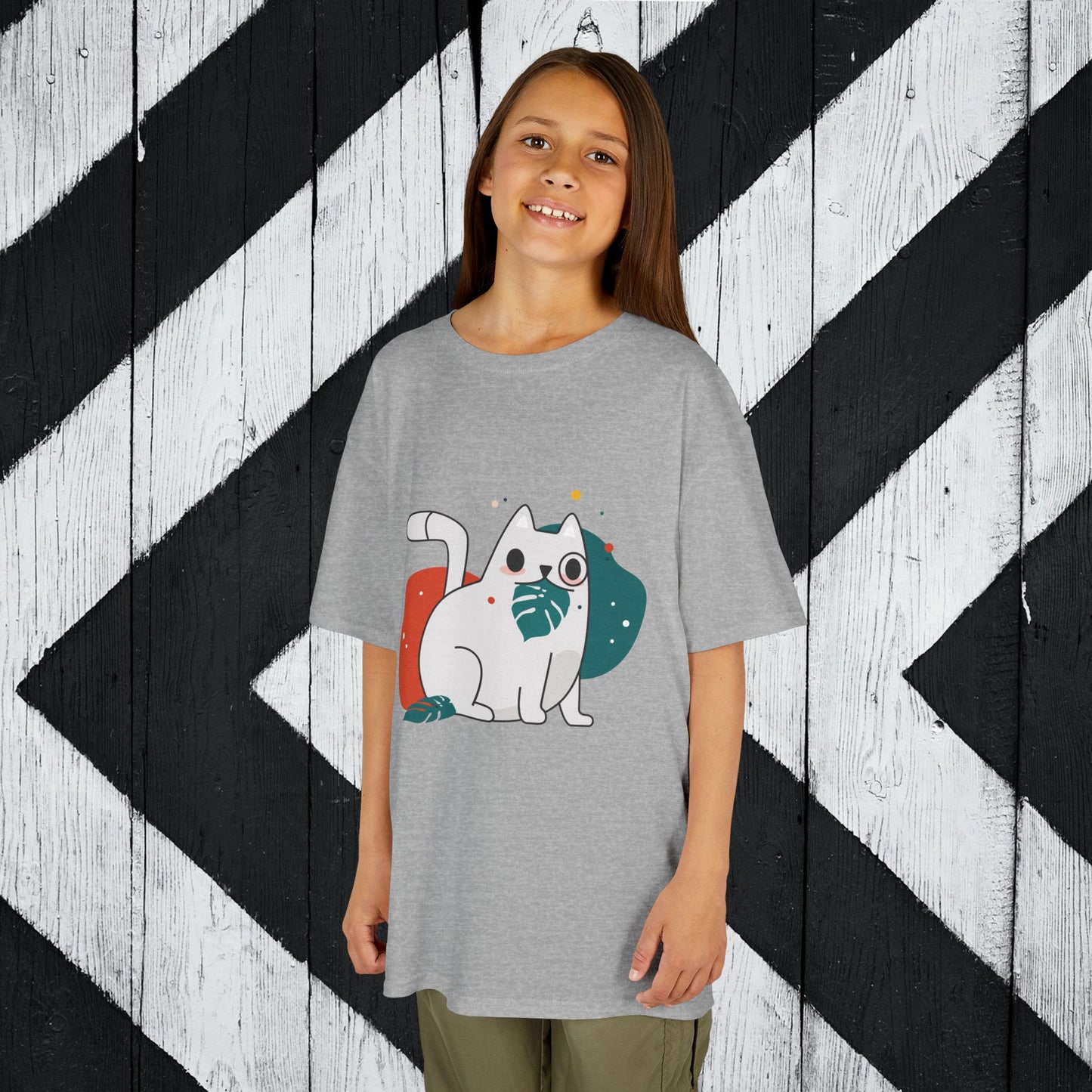 Cute Cat Kids Heavy Cotton Tee - Fun & Playful Design for Animal Lovers