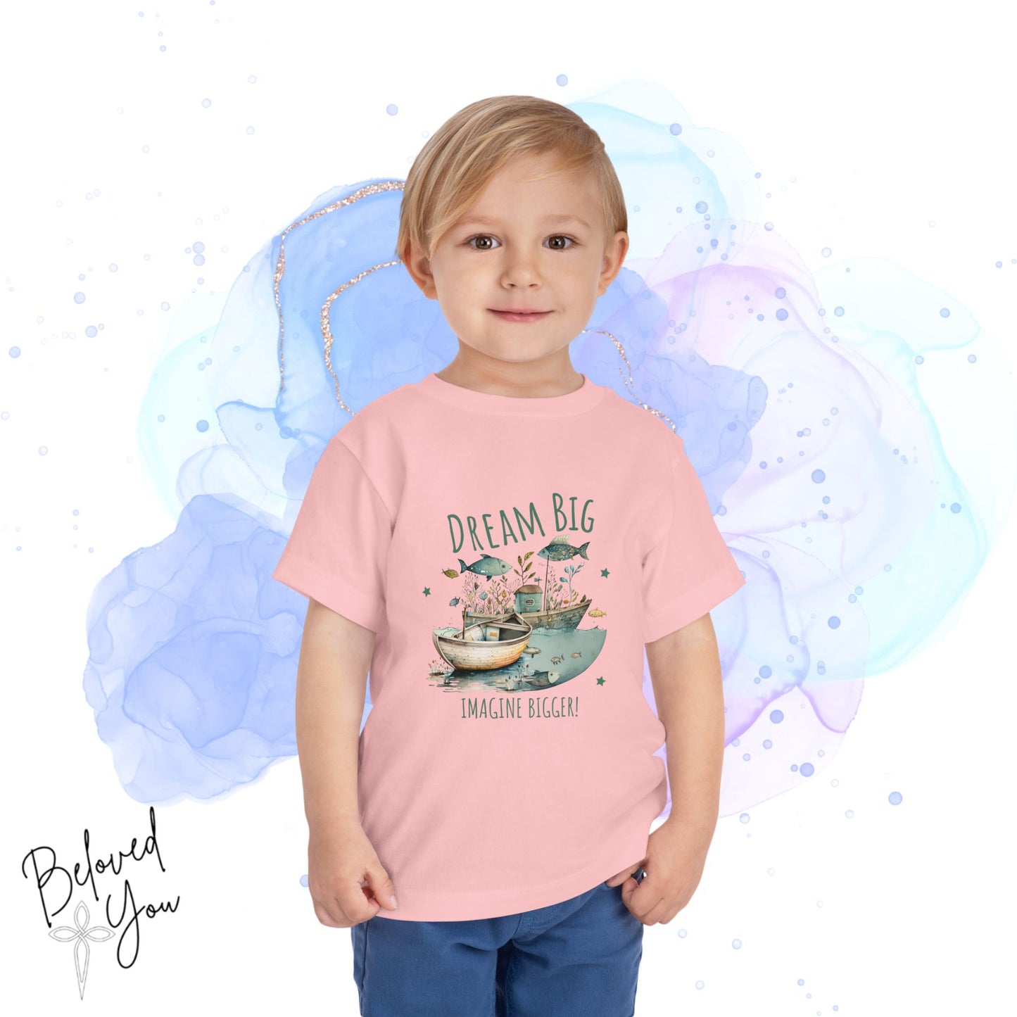 Toddler Dream Big Tee – 'Imagine Bigger!' Inspirational Short Sleeve Shirt