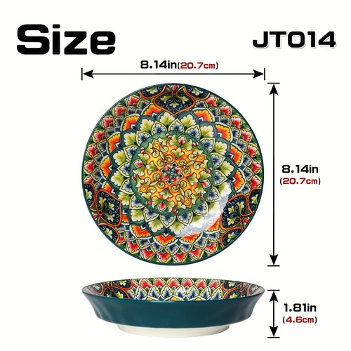 Bohemian Ceramic 8Inch Dinner Plates  Microwave Safe