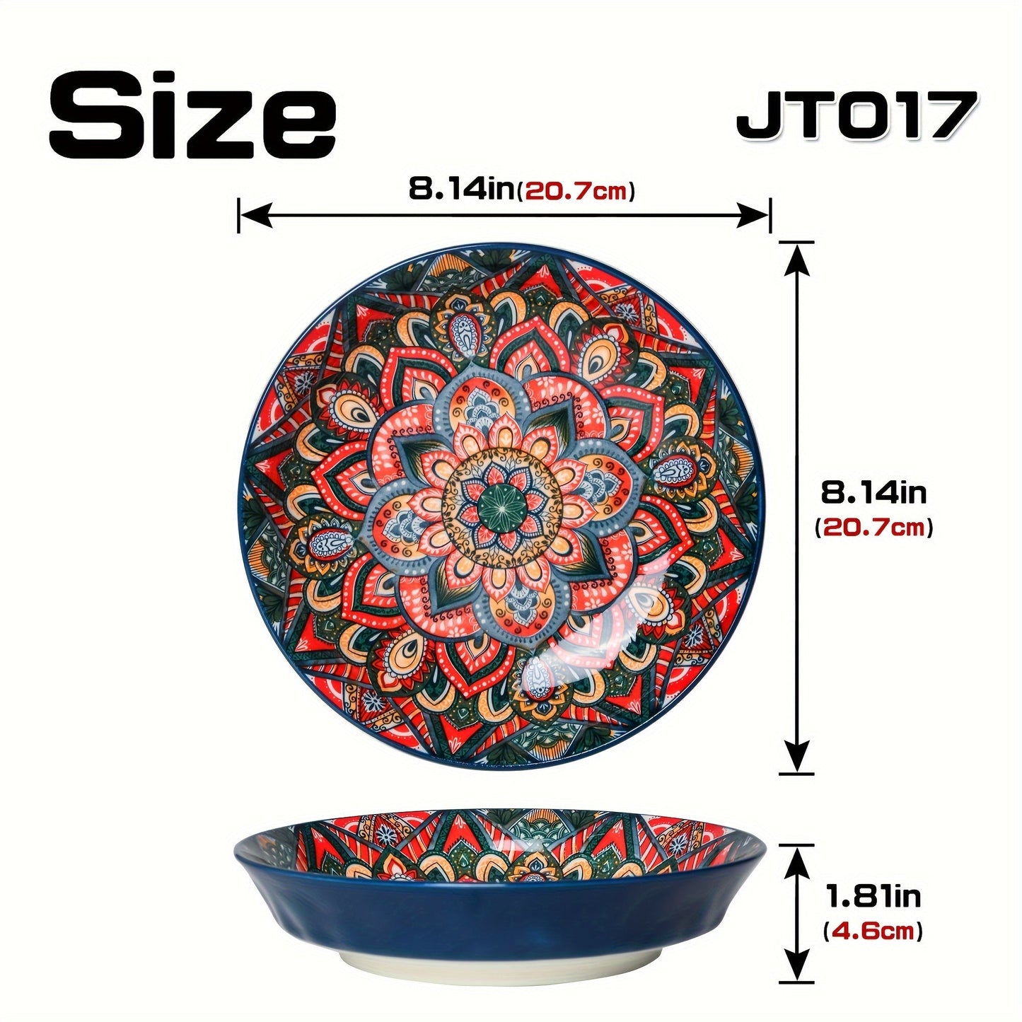 Bohemian Ceramic Dinner Plates Flower Design Microwave Safe