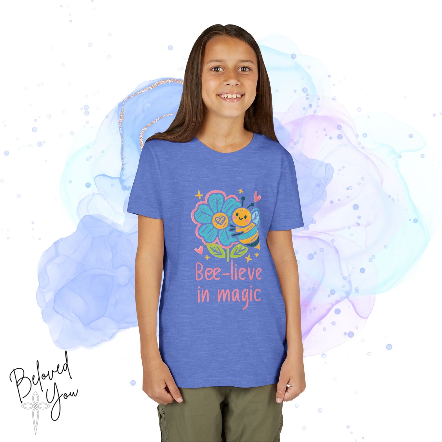 Bee-lieve in Magic Youth Short Sleeve Tee - Fun & Colorful Kids T-Shirt for Spring Celebrations