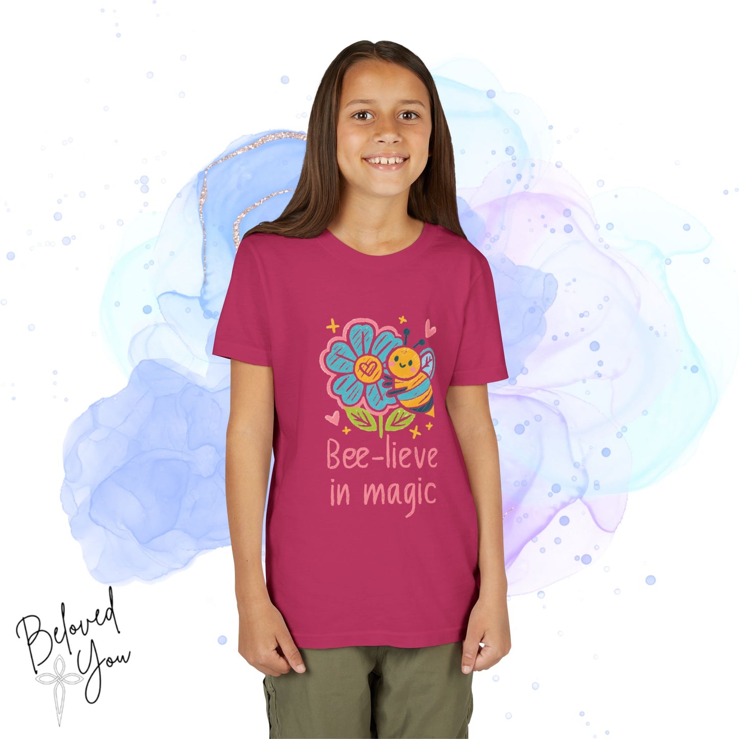 Bee-lieve in Magic Youth Short Sleeve Tee - Fun & Colorful Kids T-Shirt for Spring Celebrations