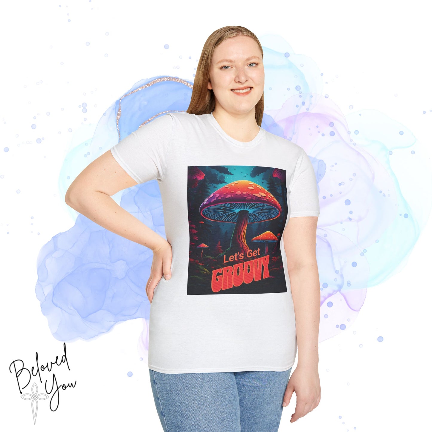 Let's Get Groovy Unisex Softstyle T-Shirt - Retro Mushroom Design