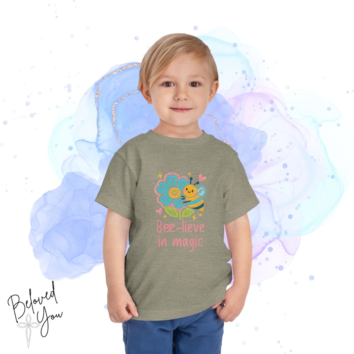 Bee-lieve in Magic Toddler  Tee - Cute Floral Design for Kids