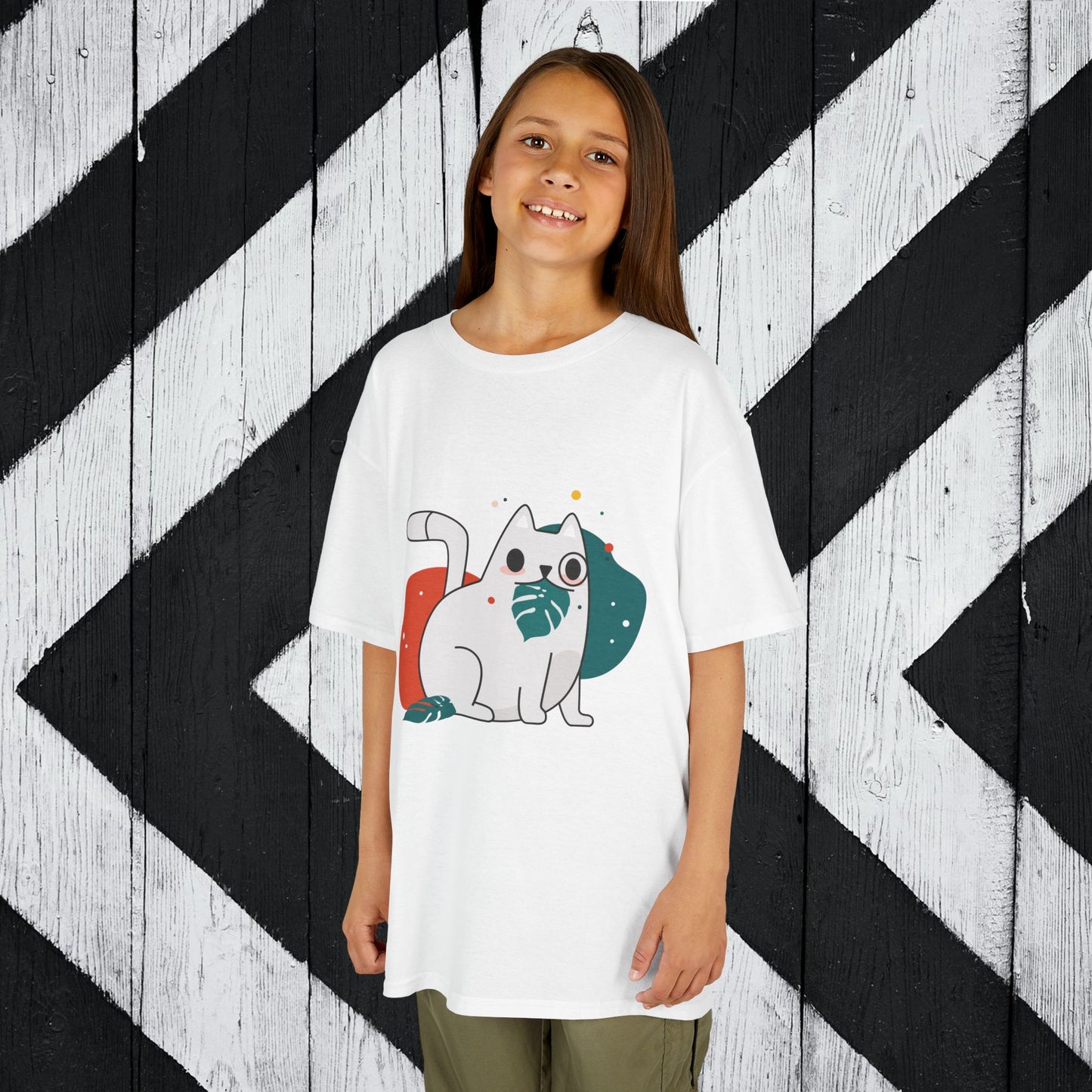 Cute Cat Kids Heavy Cotton Tee - Fun & Playful Design for Animal Lovers