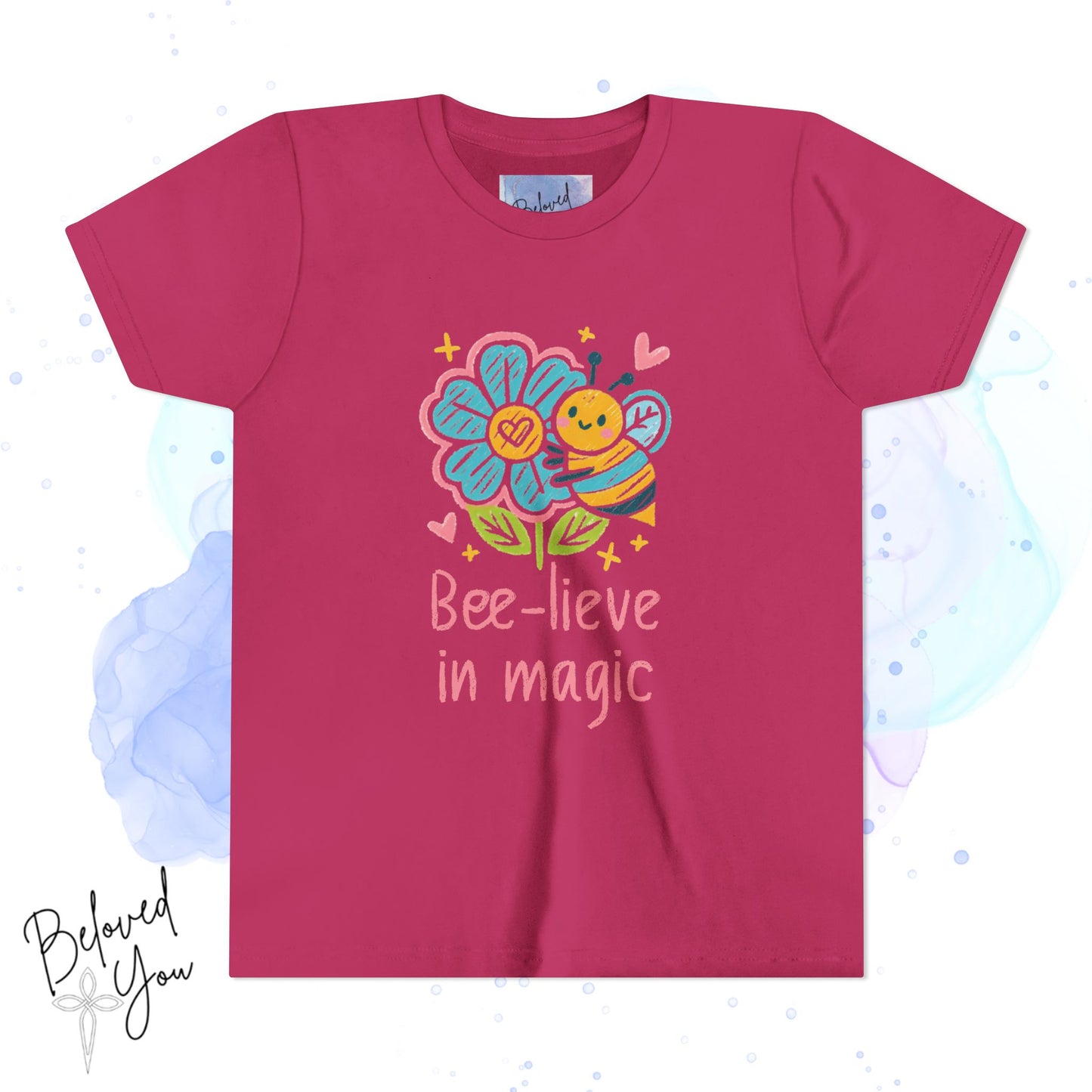 Bee-lieve in Magic Youth Short Sleeve Tee - Fun & Colorful Kids T-Shirt for Spring Celebrations