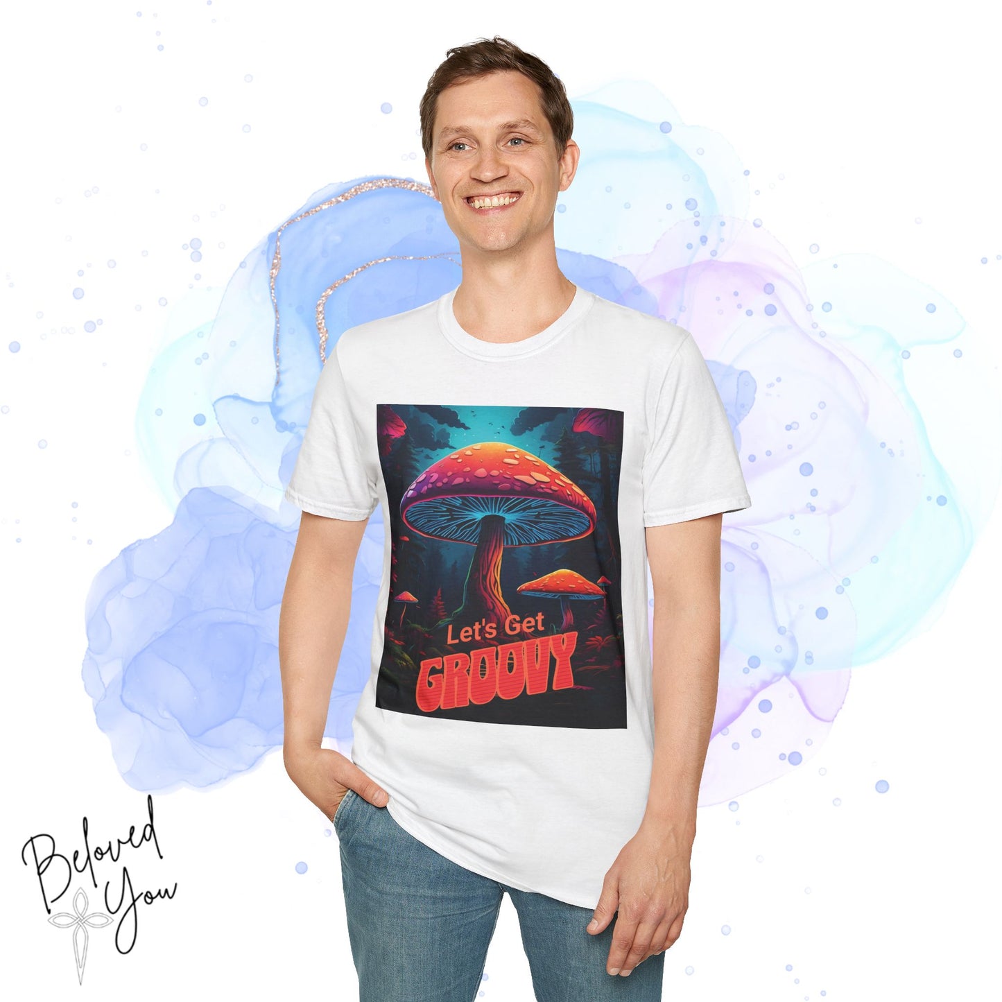 Let's Get Groovy Unisex Softstyle T-Shirt - Retro Mushroom Design